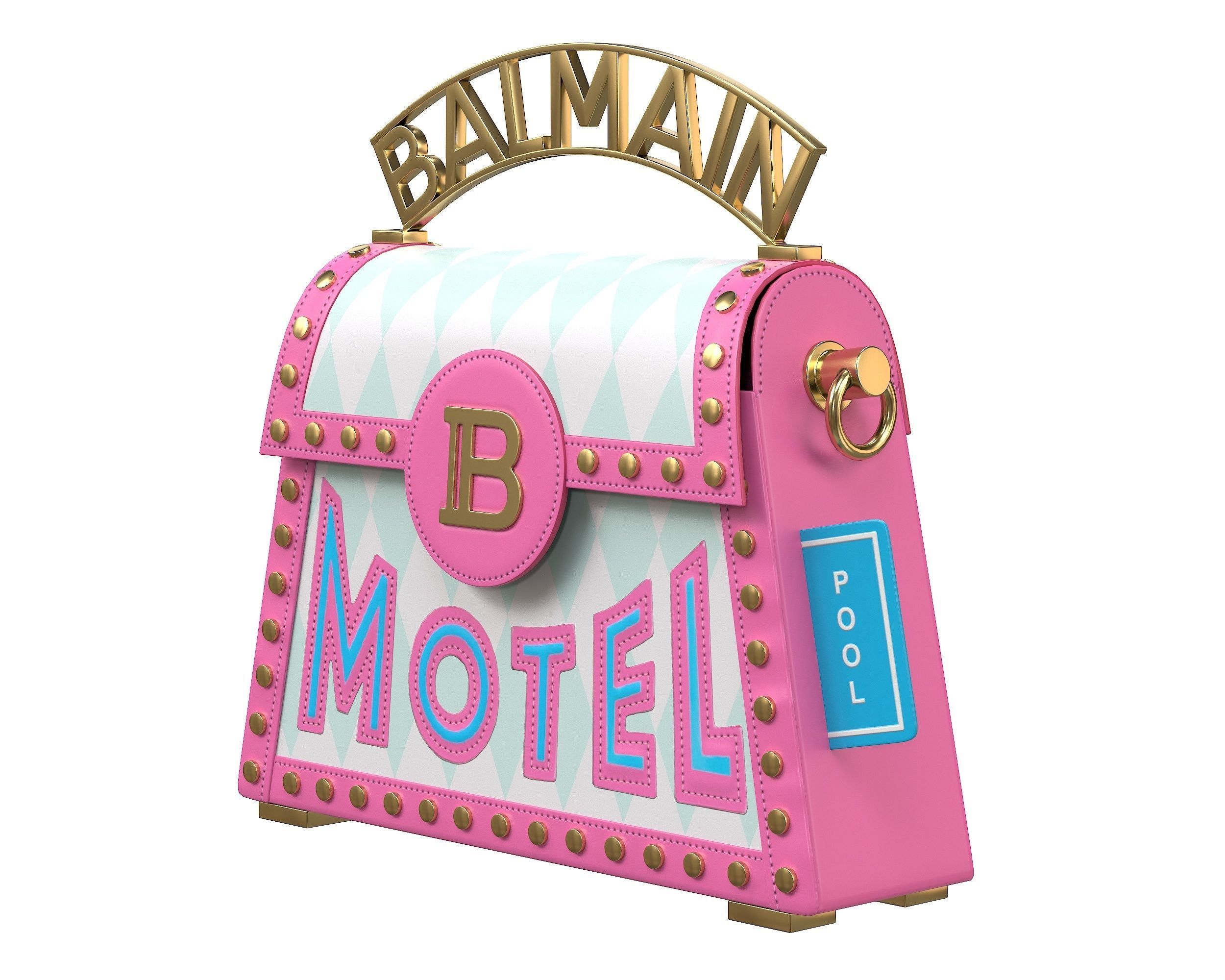 Balmain B-Buzz Dynasty Small Bag Pink Low-poly 3D model_4