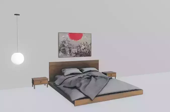 Bed Japan V05 Low-poly 3D model