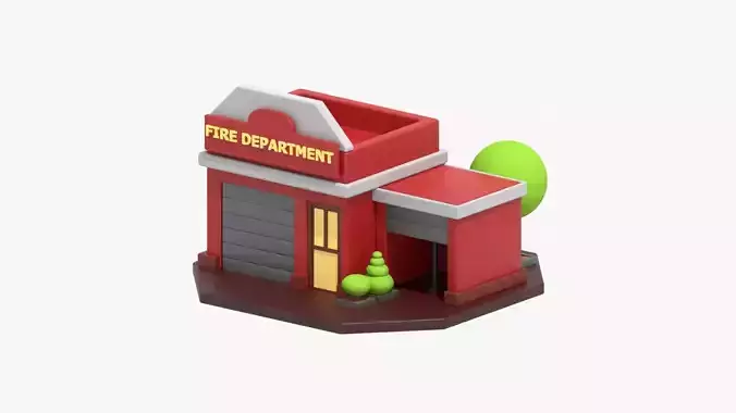 Fire Station 3D Illustration