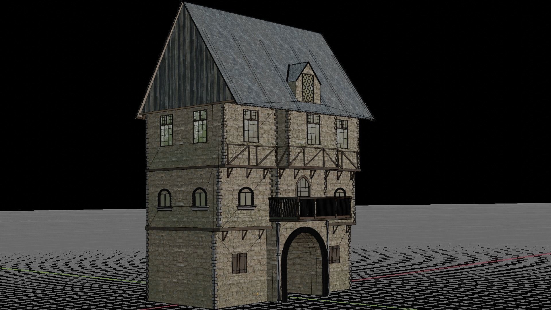 Medieval house  3D model_9