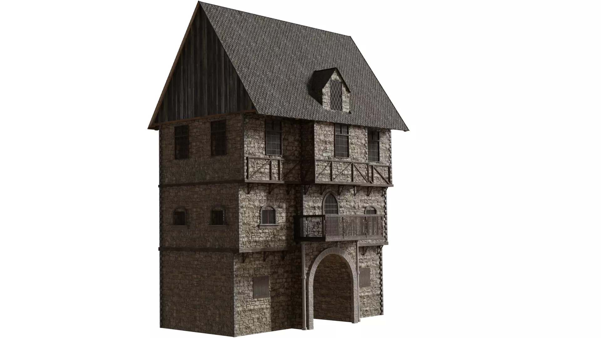 Medieval house  3D model_0