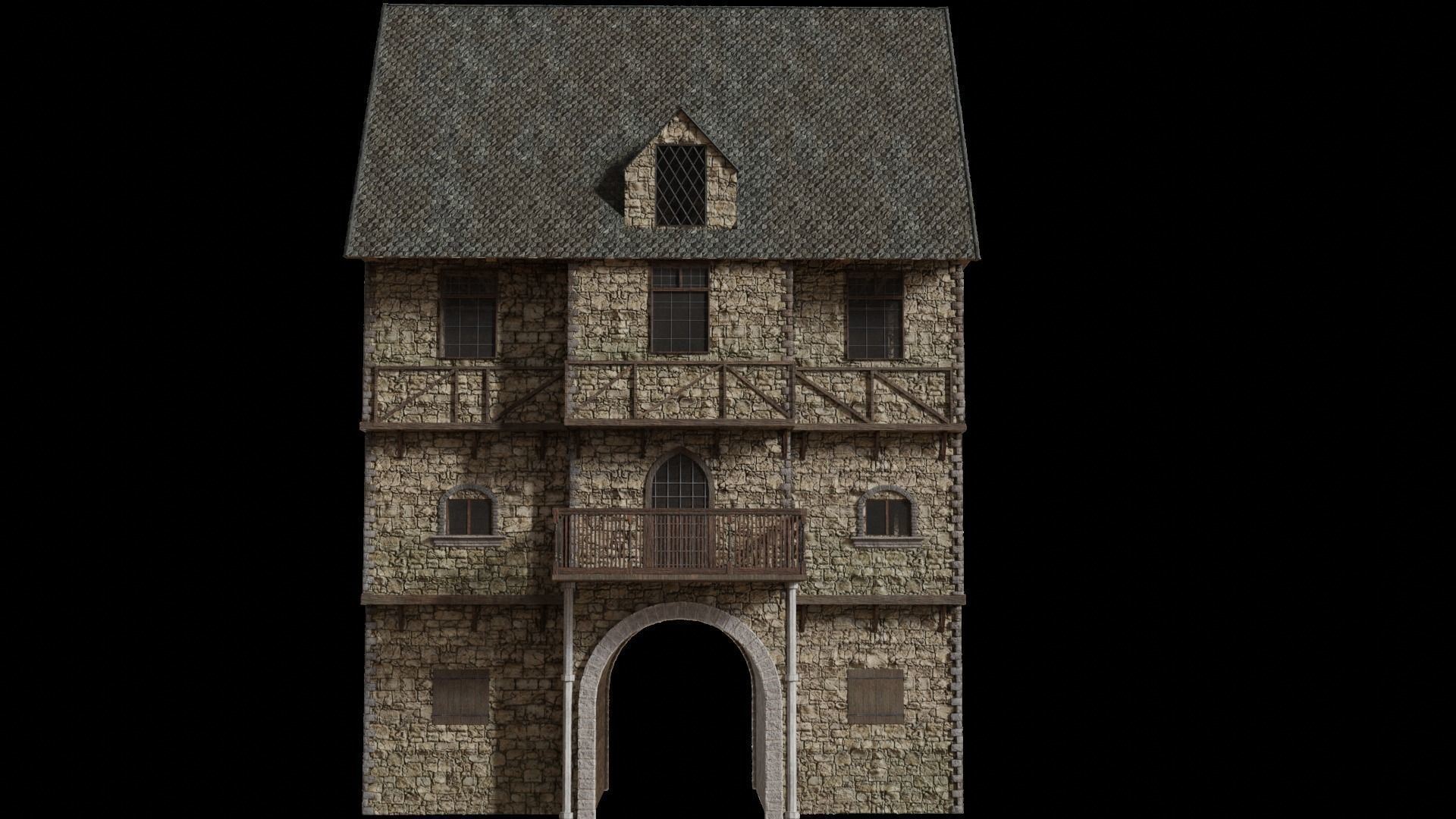 Medieval house  3D model_1