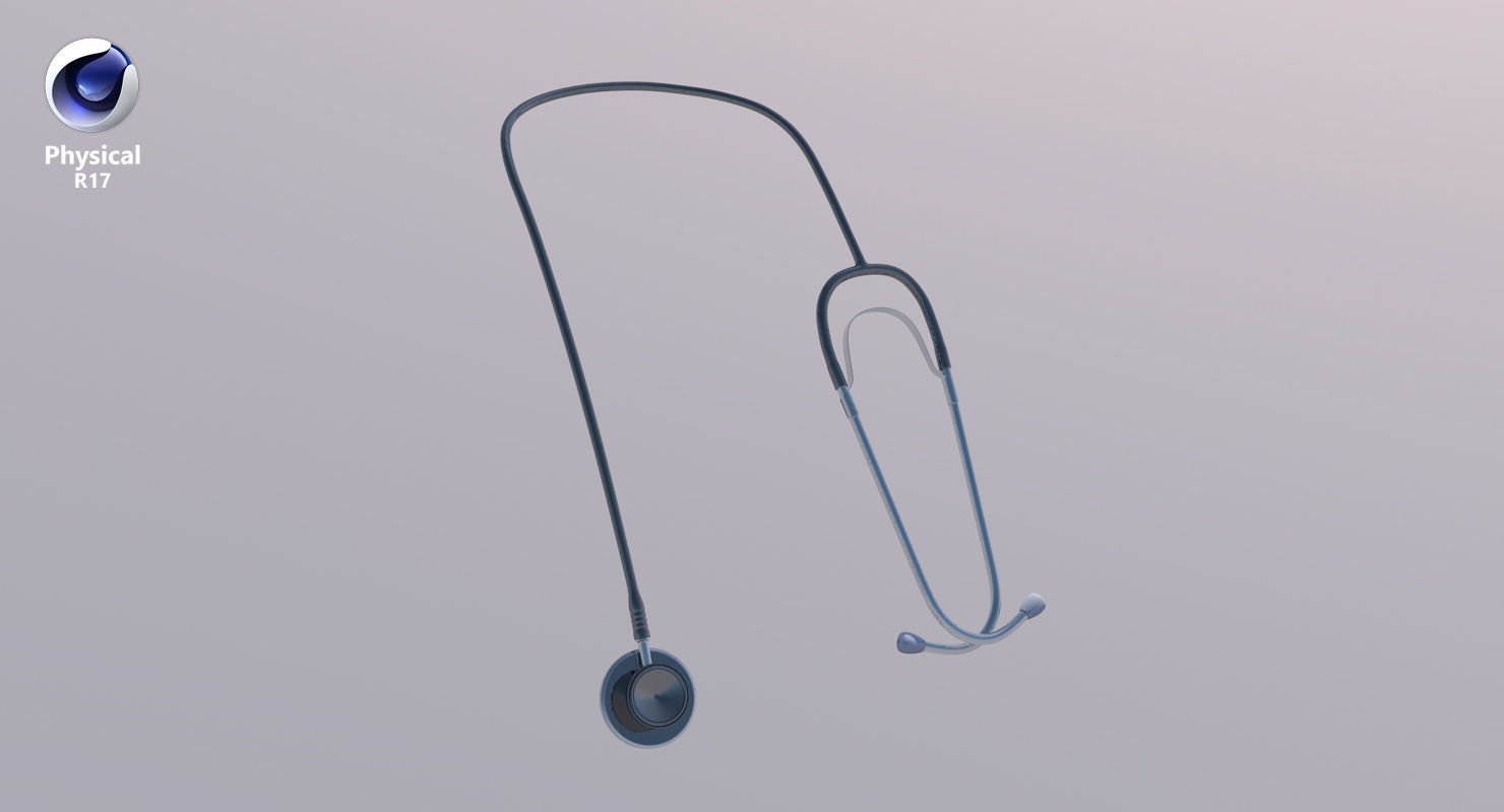 Stethoscope 2 Black Low-poly 3D model_21