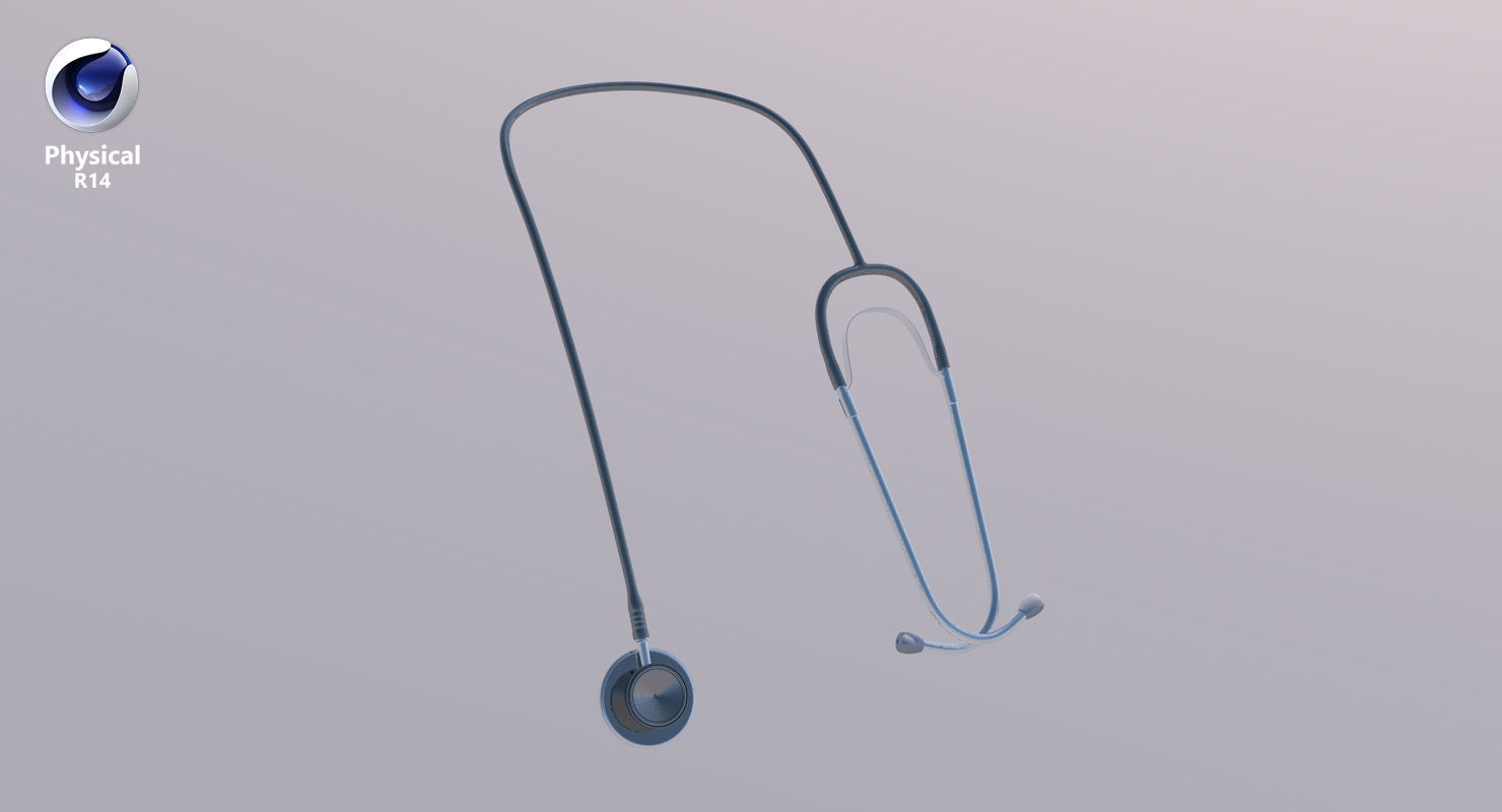 Stethoscope 2 Black Low-poly 3D model_20
