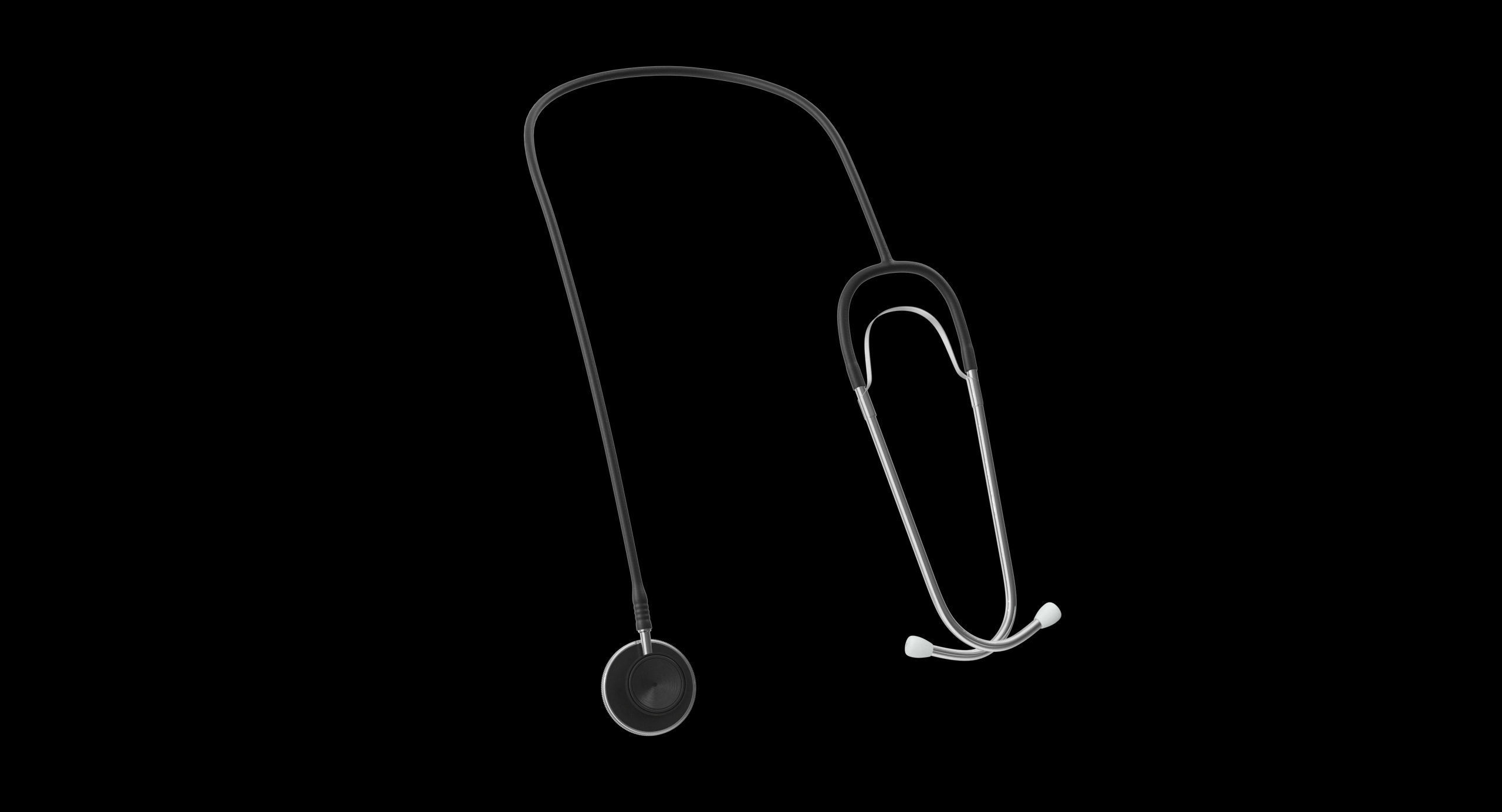 Stethoscope 2 Black Low-poly 3D model_1