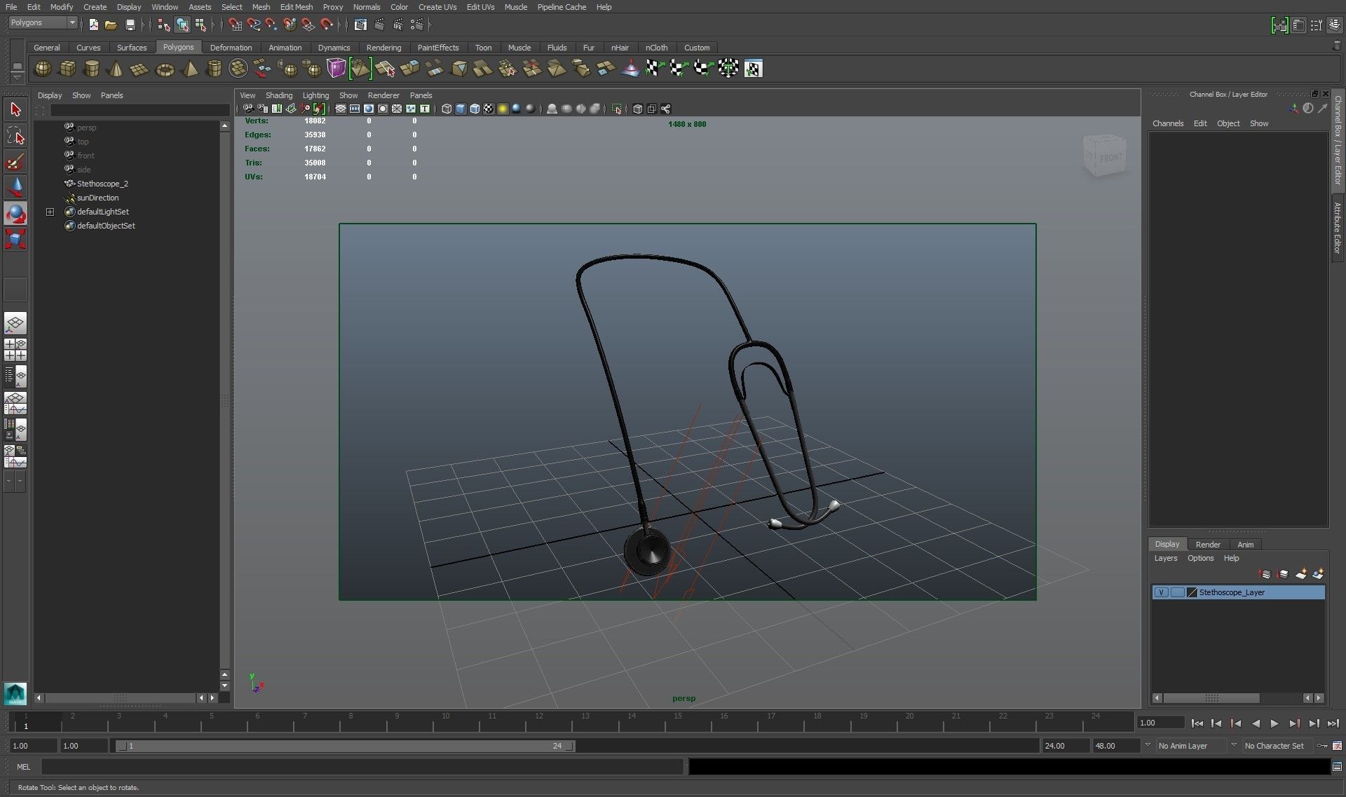 Stethoscope 2 Black Low-poly 3D model_19