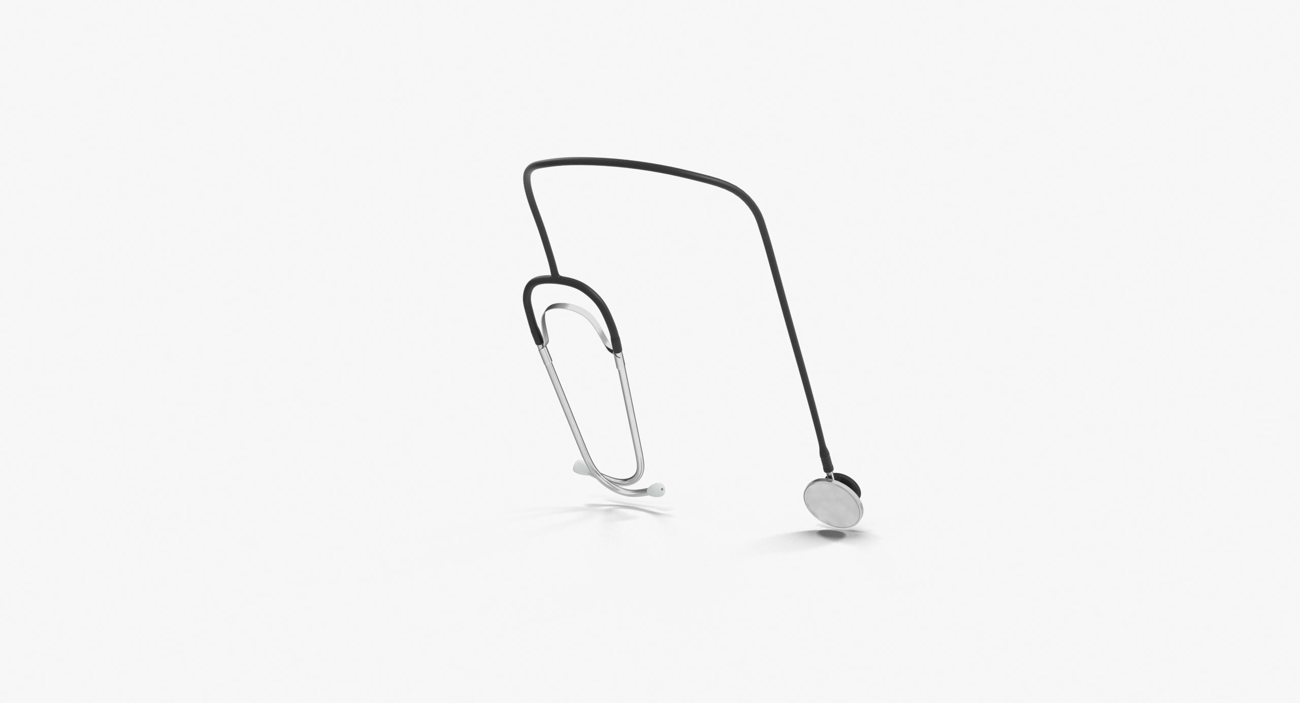 Stethoscope 2 Black Low-poly 3D model_9