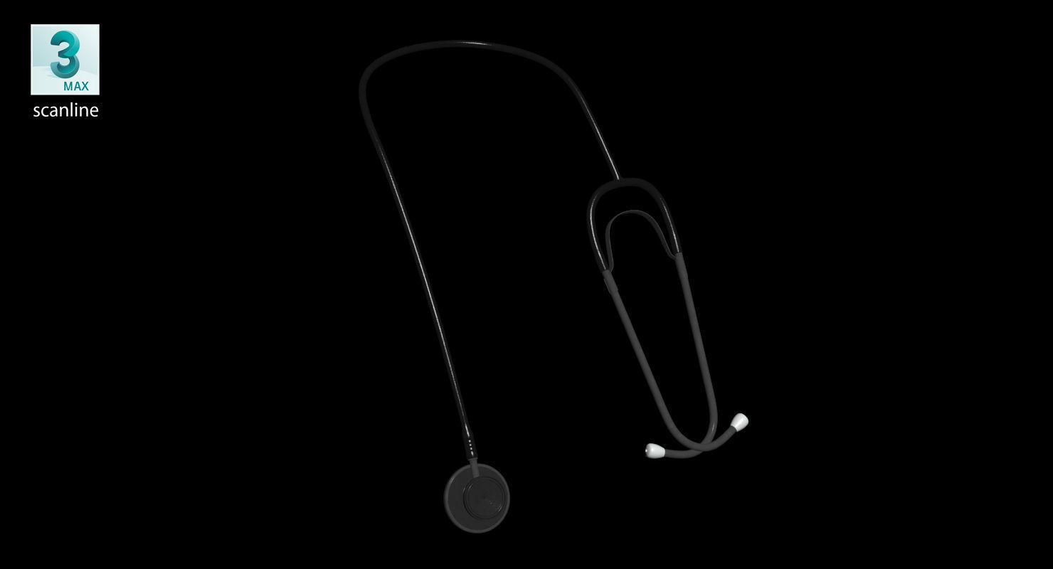 Stethoscope 2 Black Low-poly 3D model_16