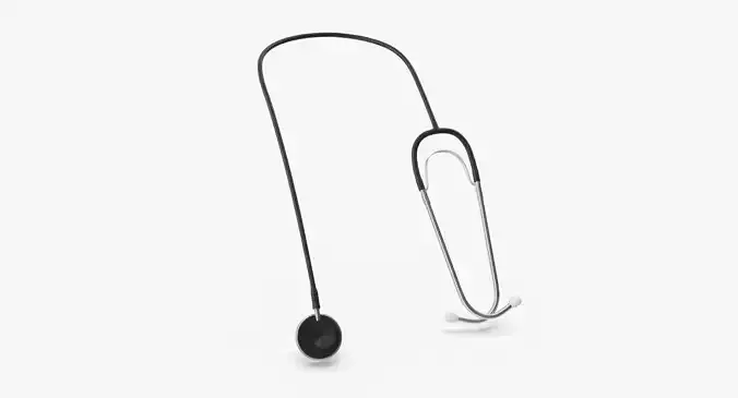Stethoscope 2 Black Low-poly 3D model