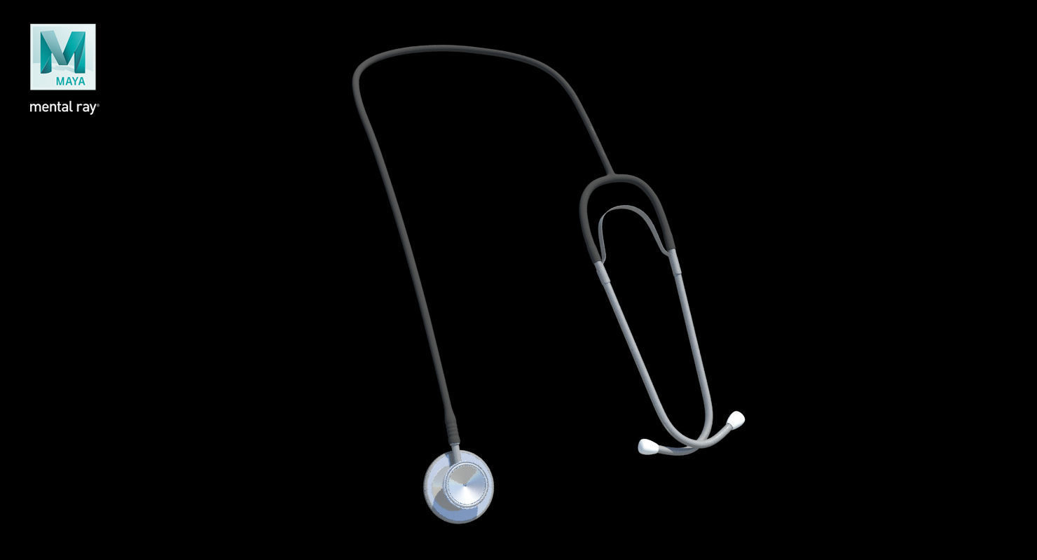 Stethoscope 2 Black Low-poly 3D model_18