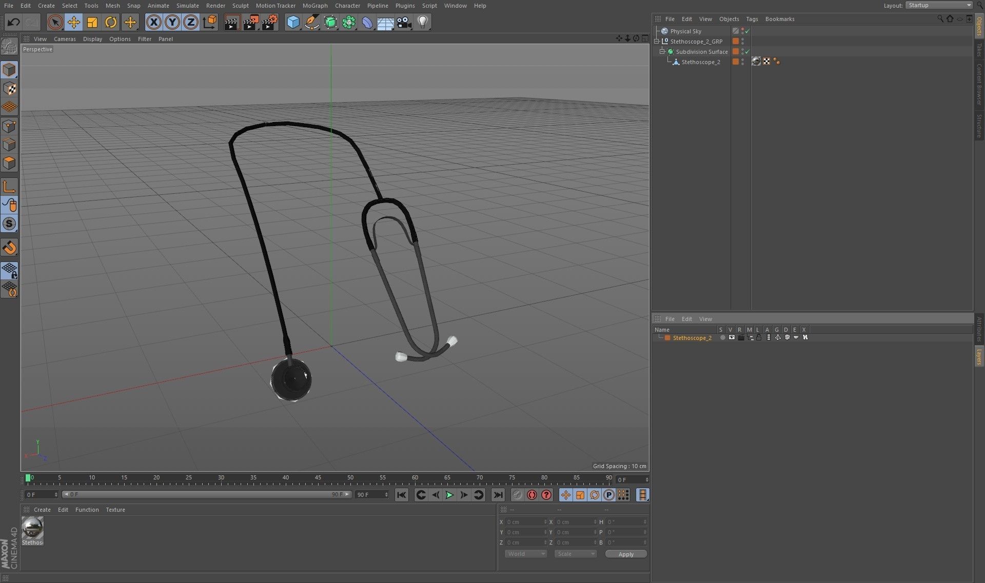 Stethoscope 2 Black Low-poly 3D model_22