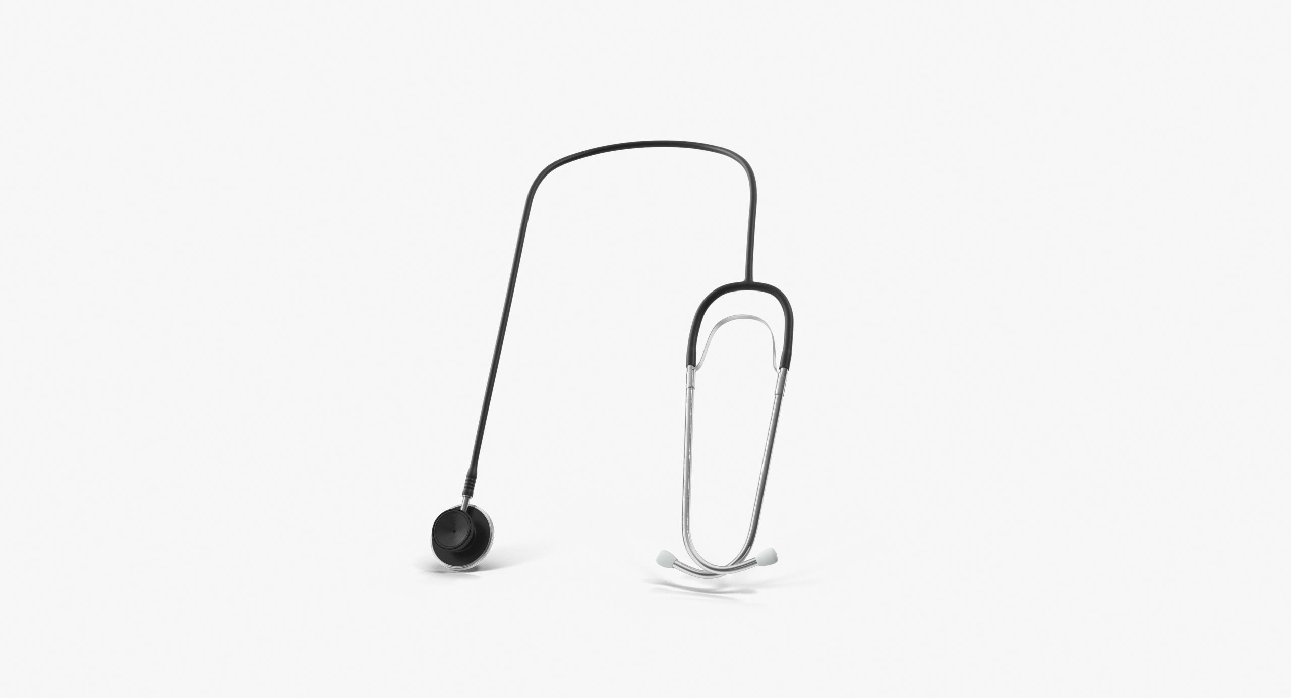 Stethoscope 2 Black Low-poly 3D model_4