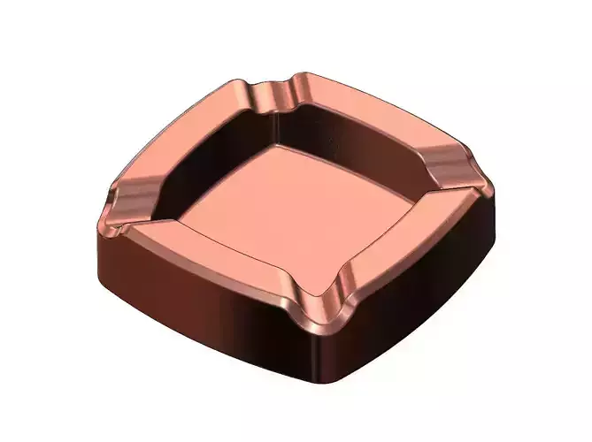 Simple rounded square ashtray bowl 3D print model