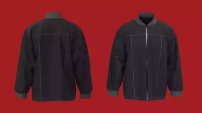 Jean Jacket Bomber Jacket Man CLO3D