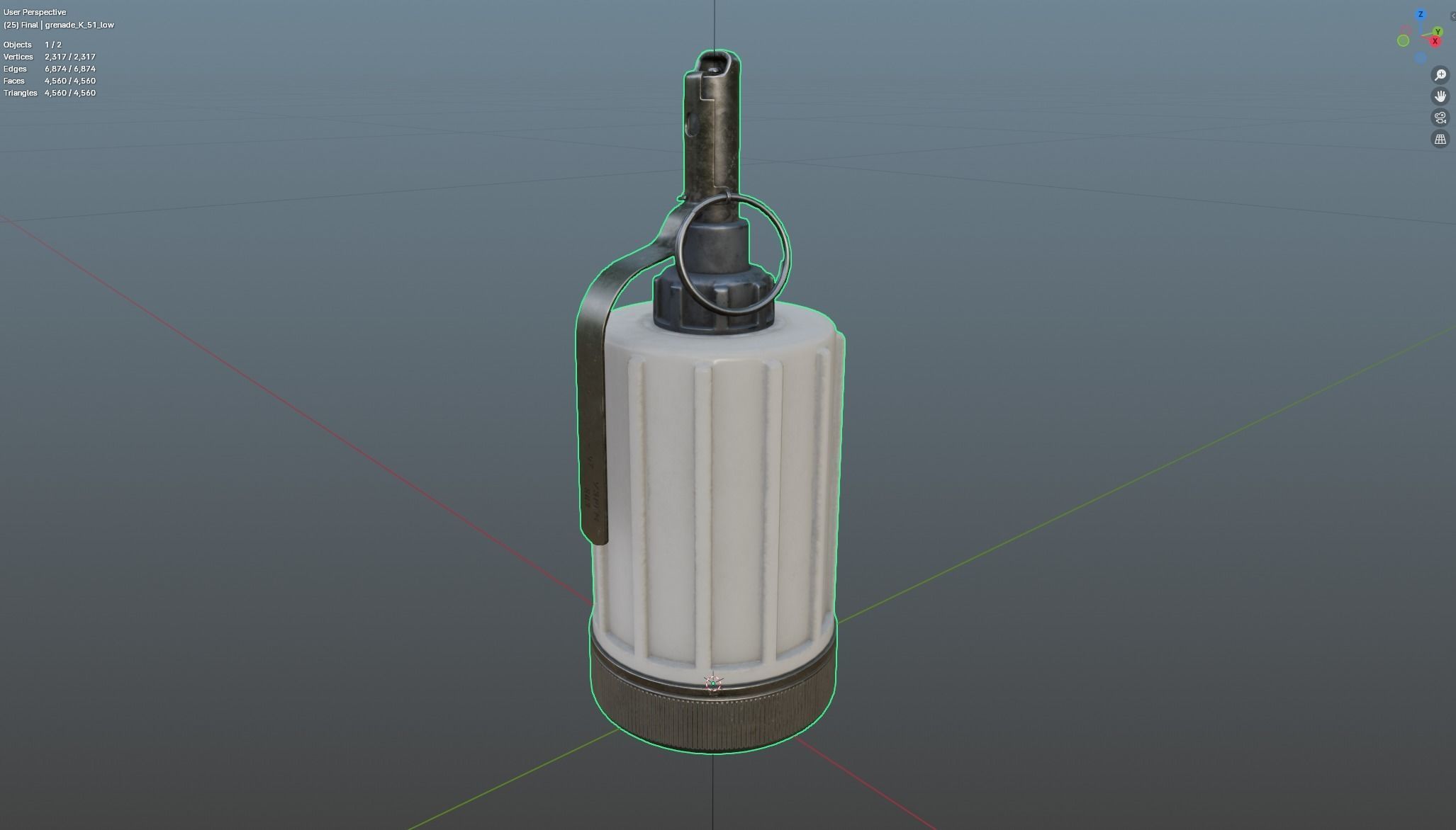 Soviet hand-held aerosol grenade K-51 with non-lethal tear gas Low-poly 3D model_14