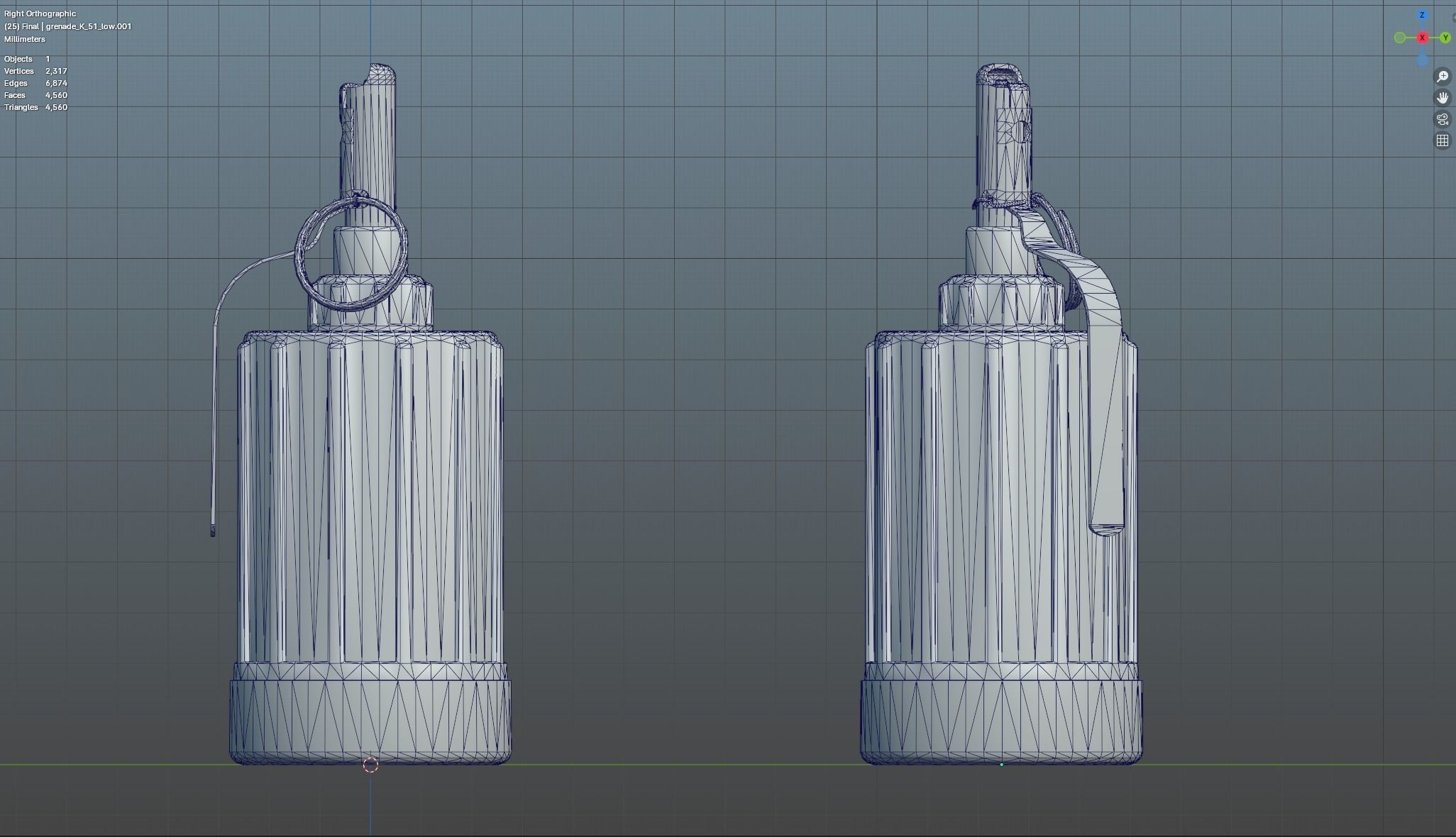 Soviet hand-held aerosol grenade K-51 with non-lethal tear gas Low-poly 3D model_12