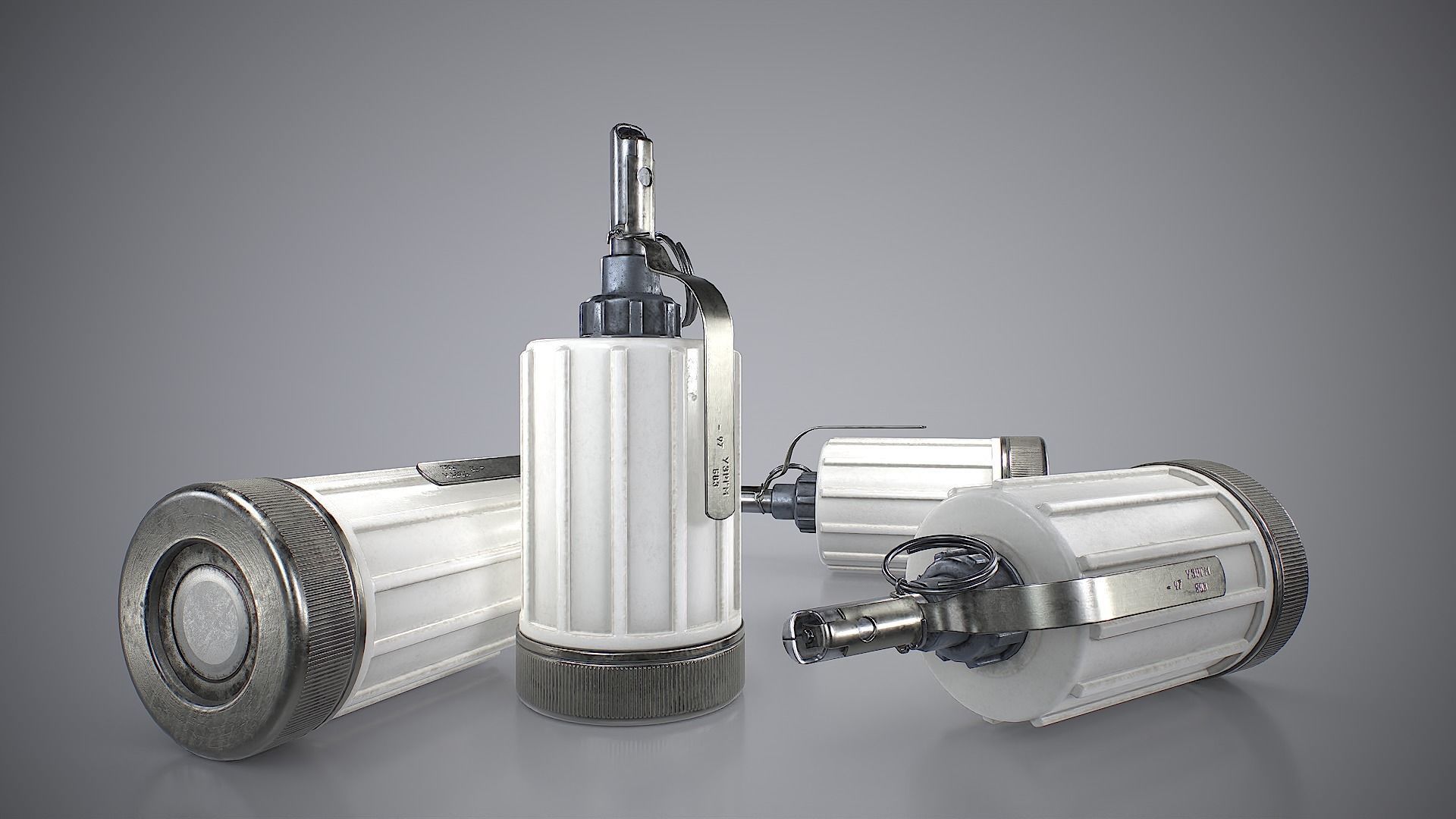 Soviet hand-held aerosol grenade K-51 with non-lethal tear gas Low-poly 3D model_2