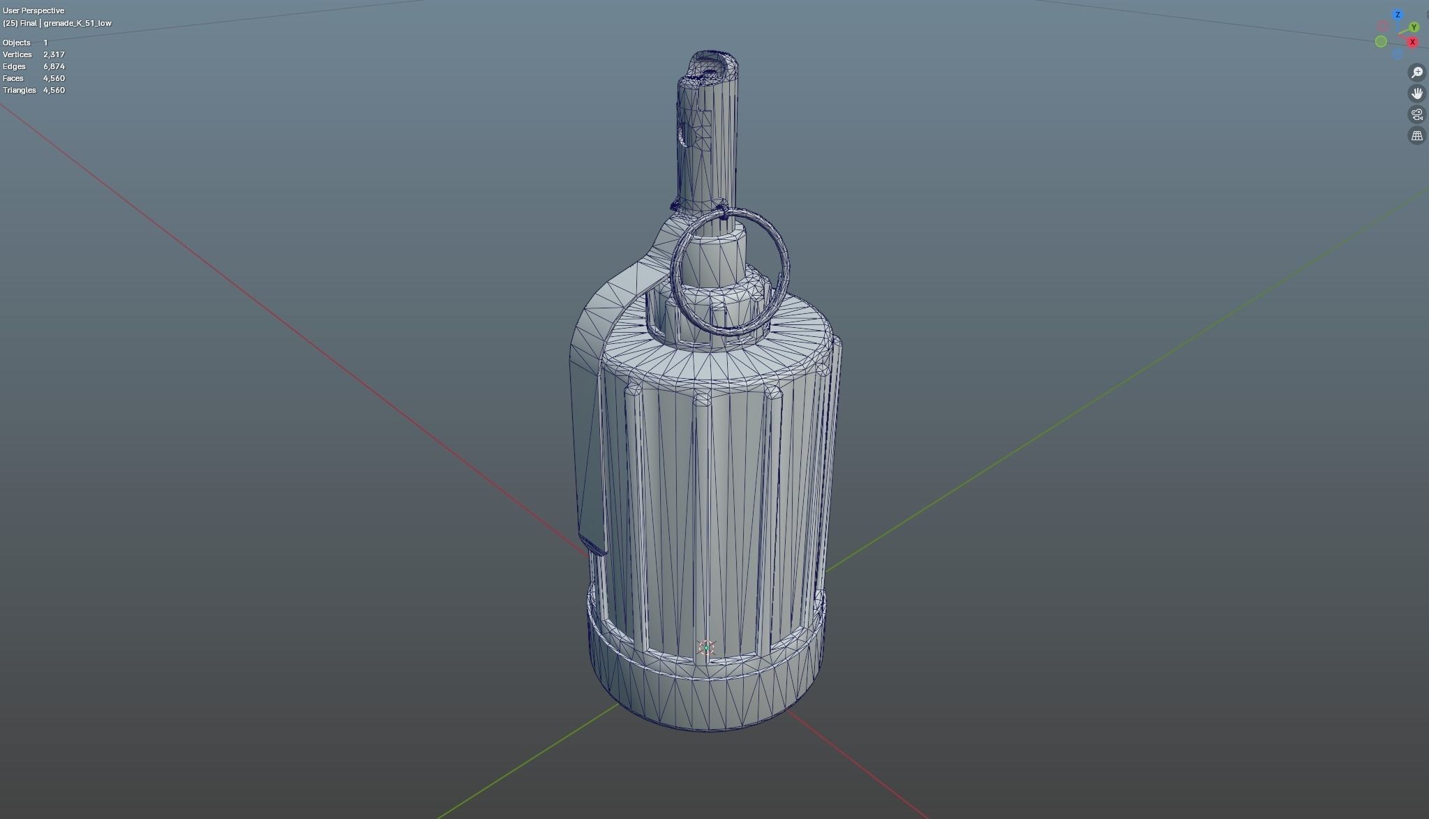 Soviet hand-held aerosol grenade K-51 with non-lethal tear gas Low-poly 3D model_13