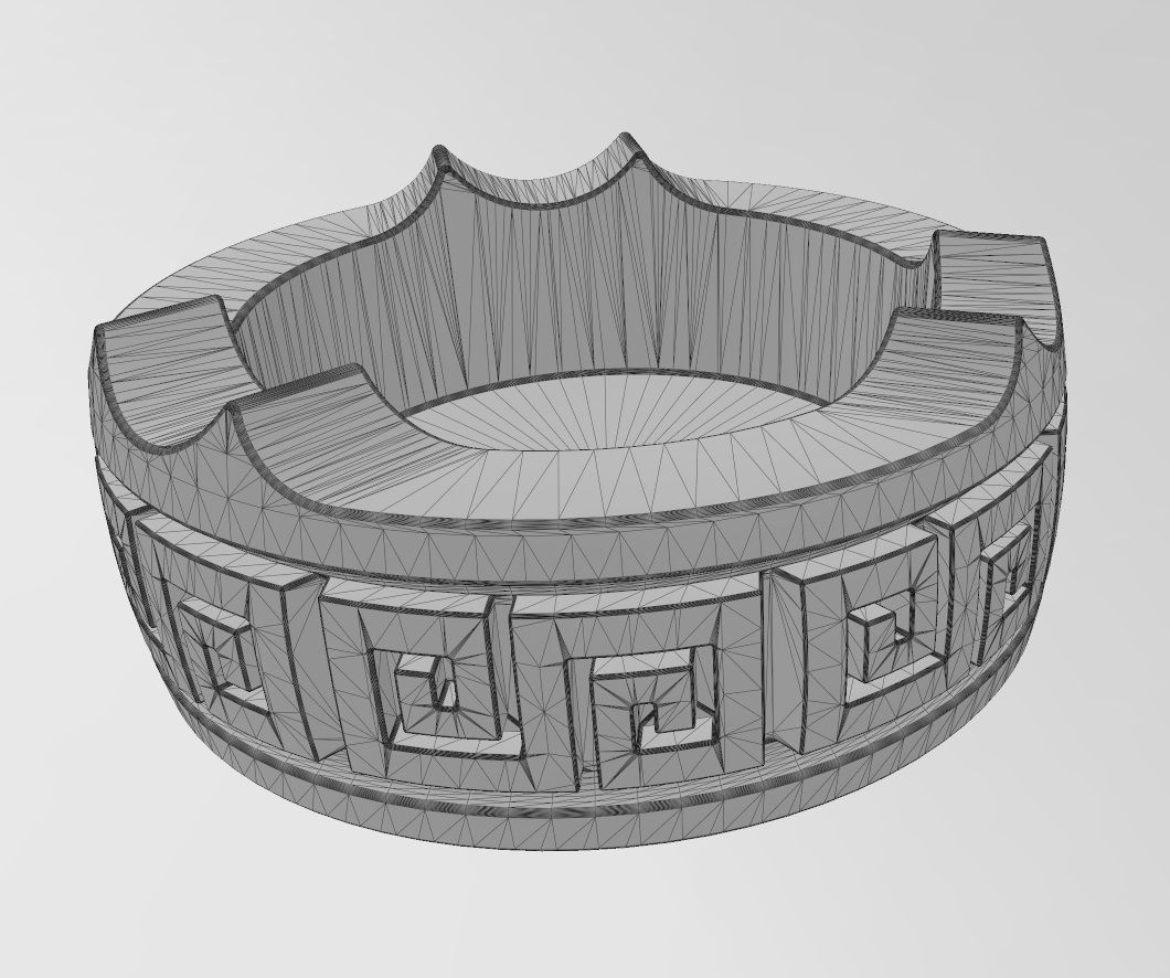 Greek key scroll pattern carved ashtray bowl 3D print model_13