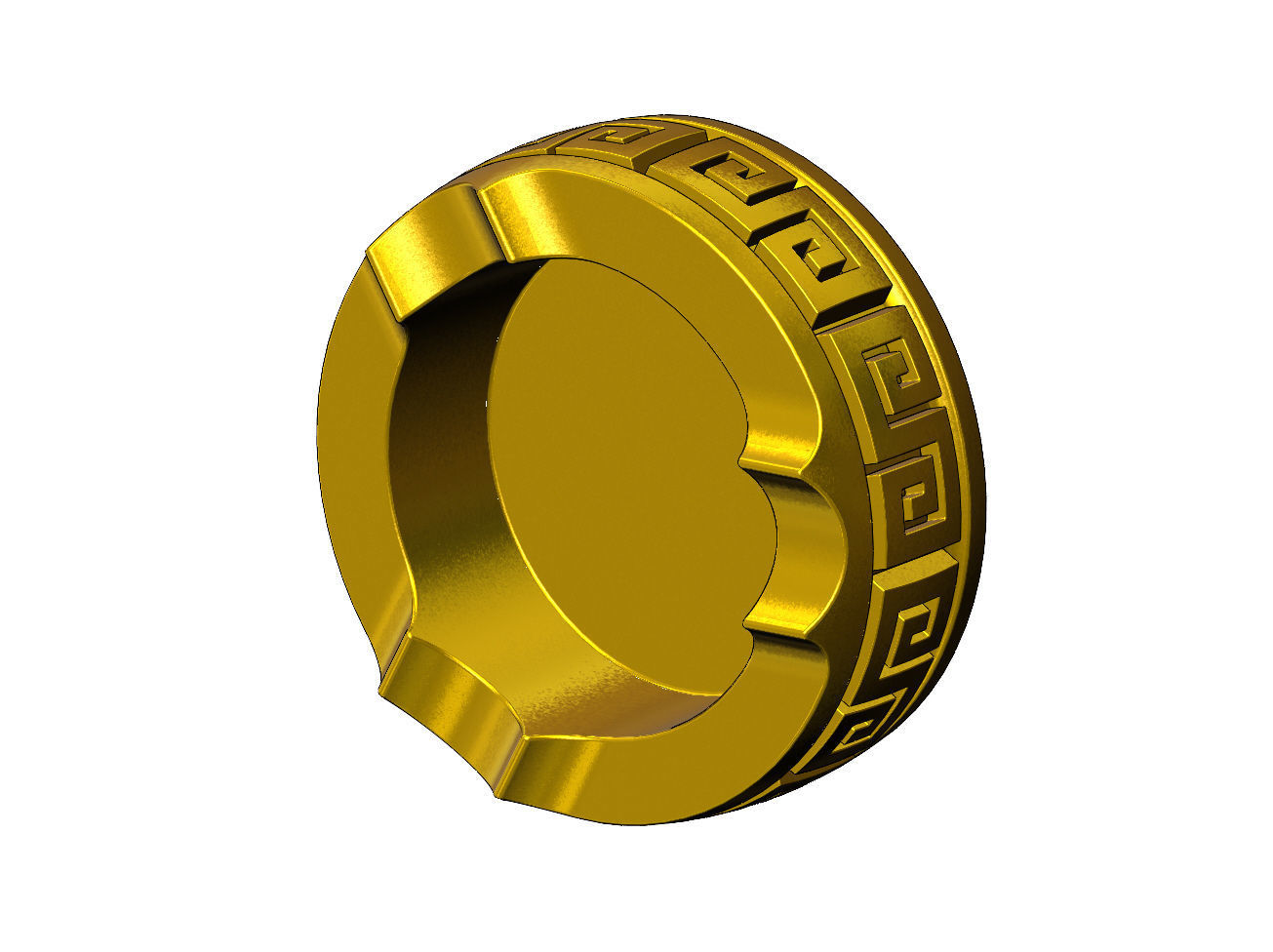 Greek key scroll pattern carved ashtray bowl 3D print model_2