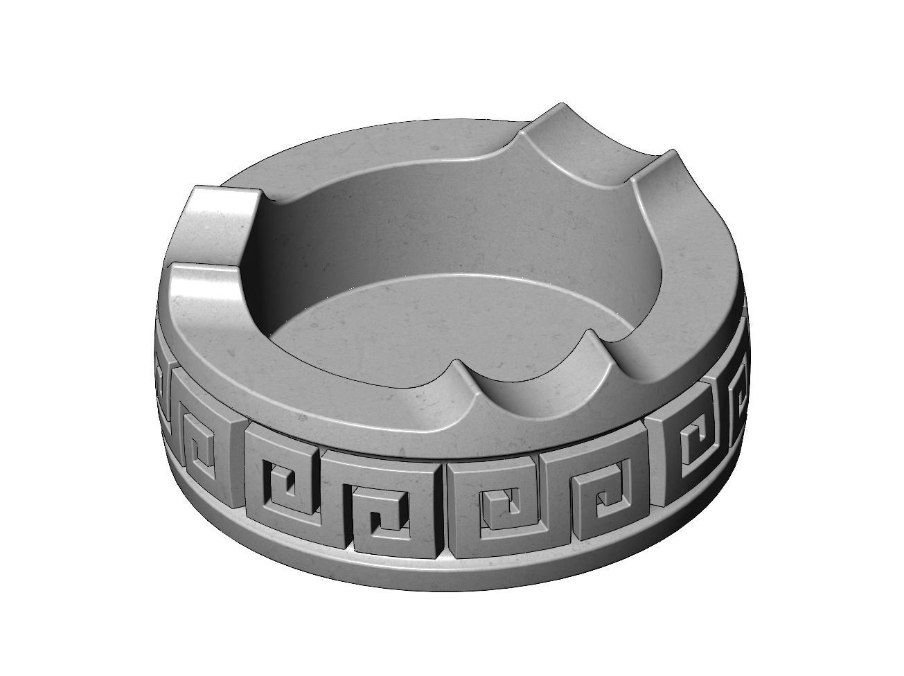 Greek key scroll pattern carved ashtray bowl 3D print model_10