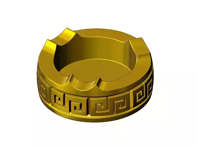 Greek key scroll pattern carved ashtray bowl 3D print model