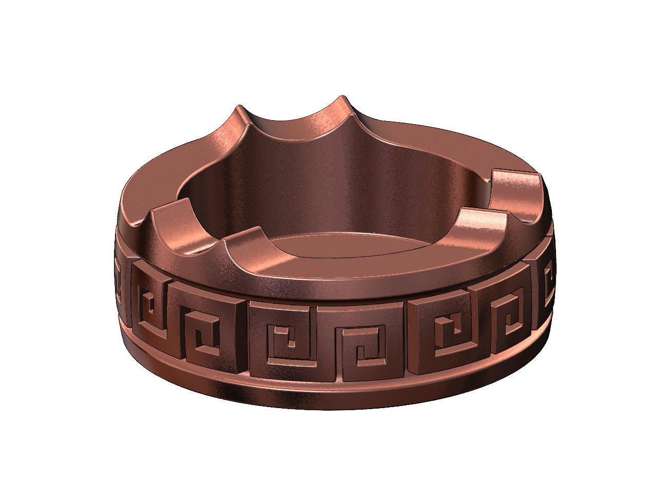 Greek key scroll pattern carved ashtray bowl 3D print model_7