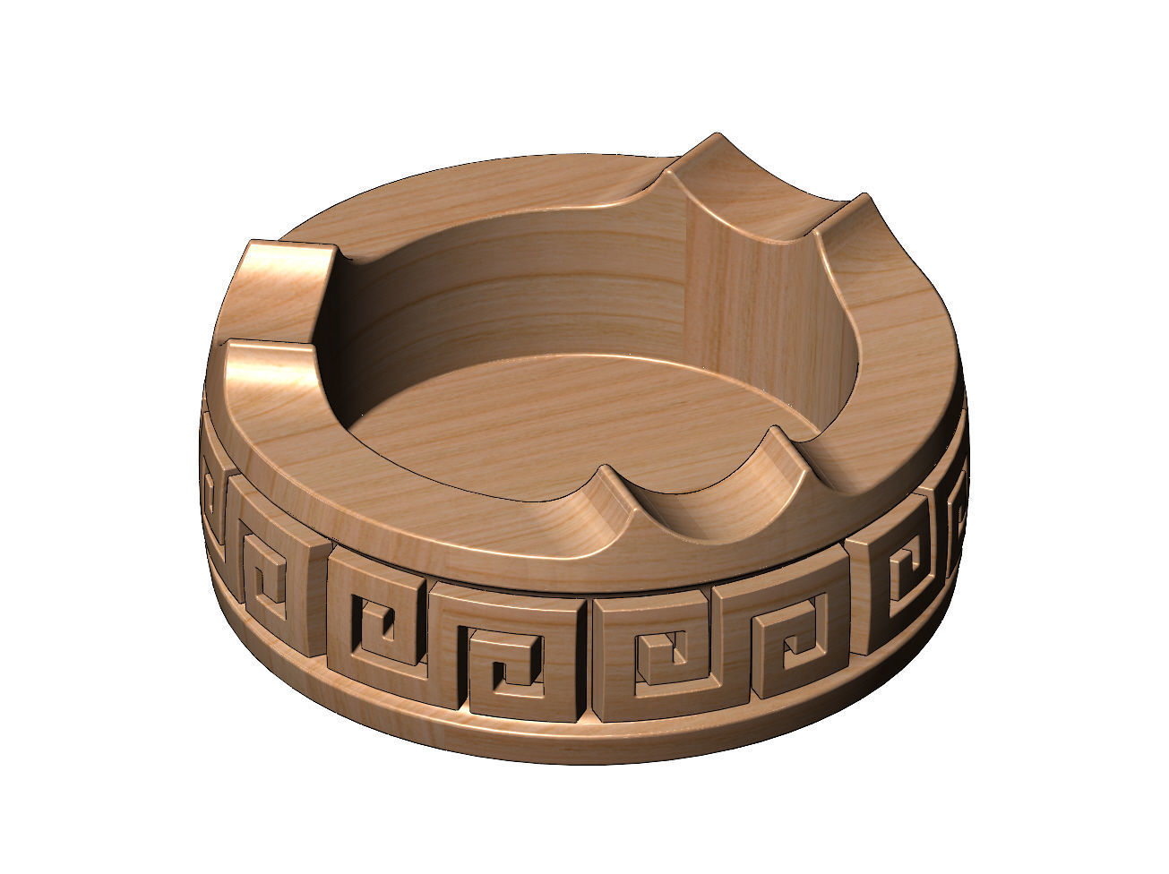 Greek key scroll pattern carved ashtray bowl 3D print model_9