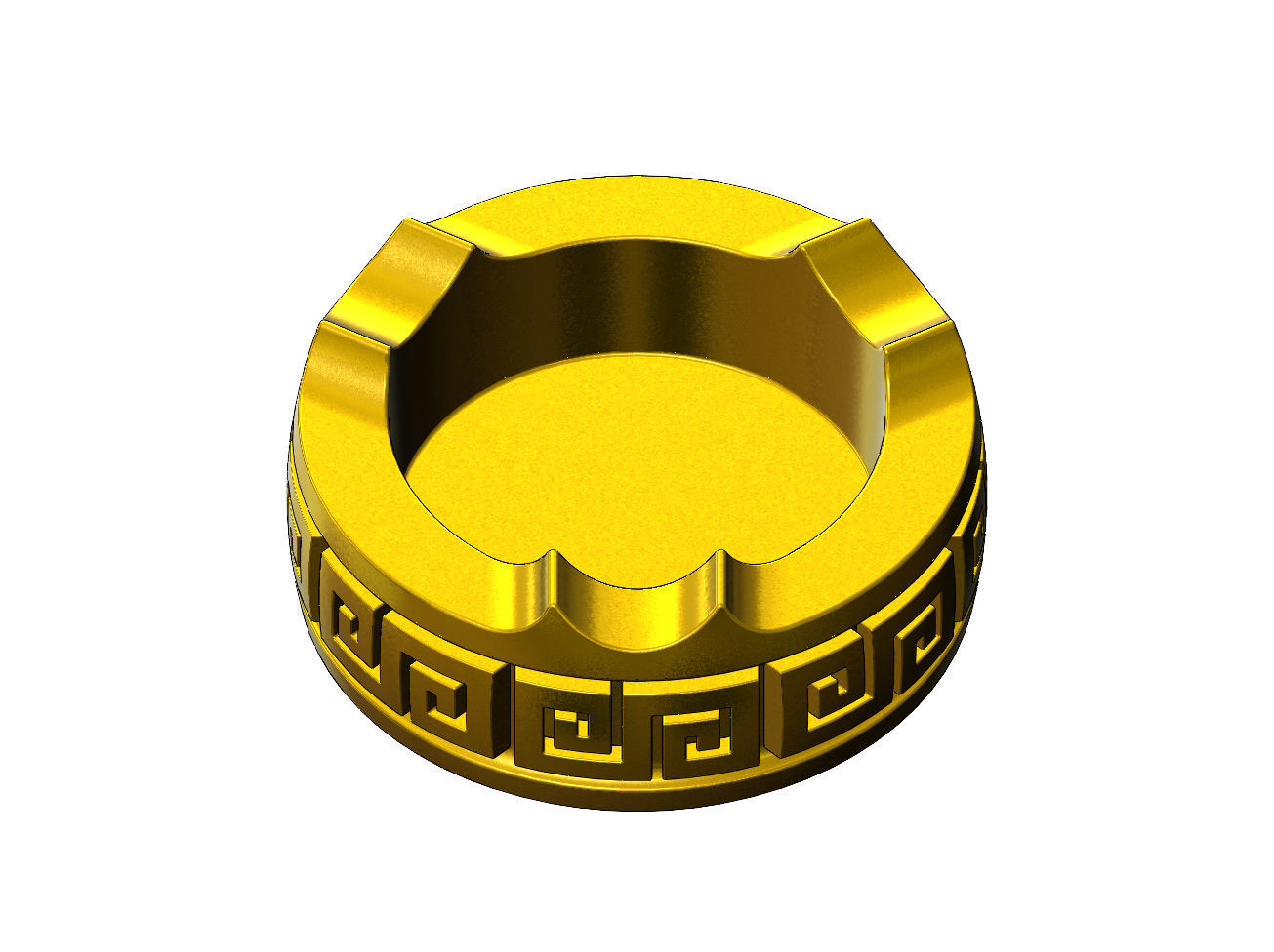 Greek key scroll pattern carved ashtray bowl 3D print model_3