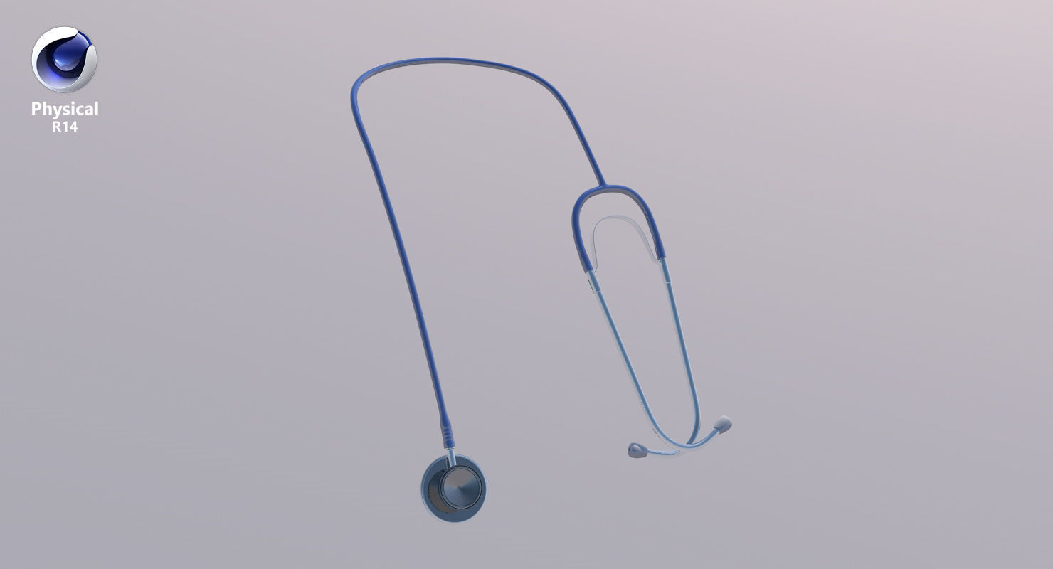 Stethoscope 2 Blue Low-poly 3D model_20