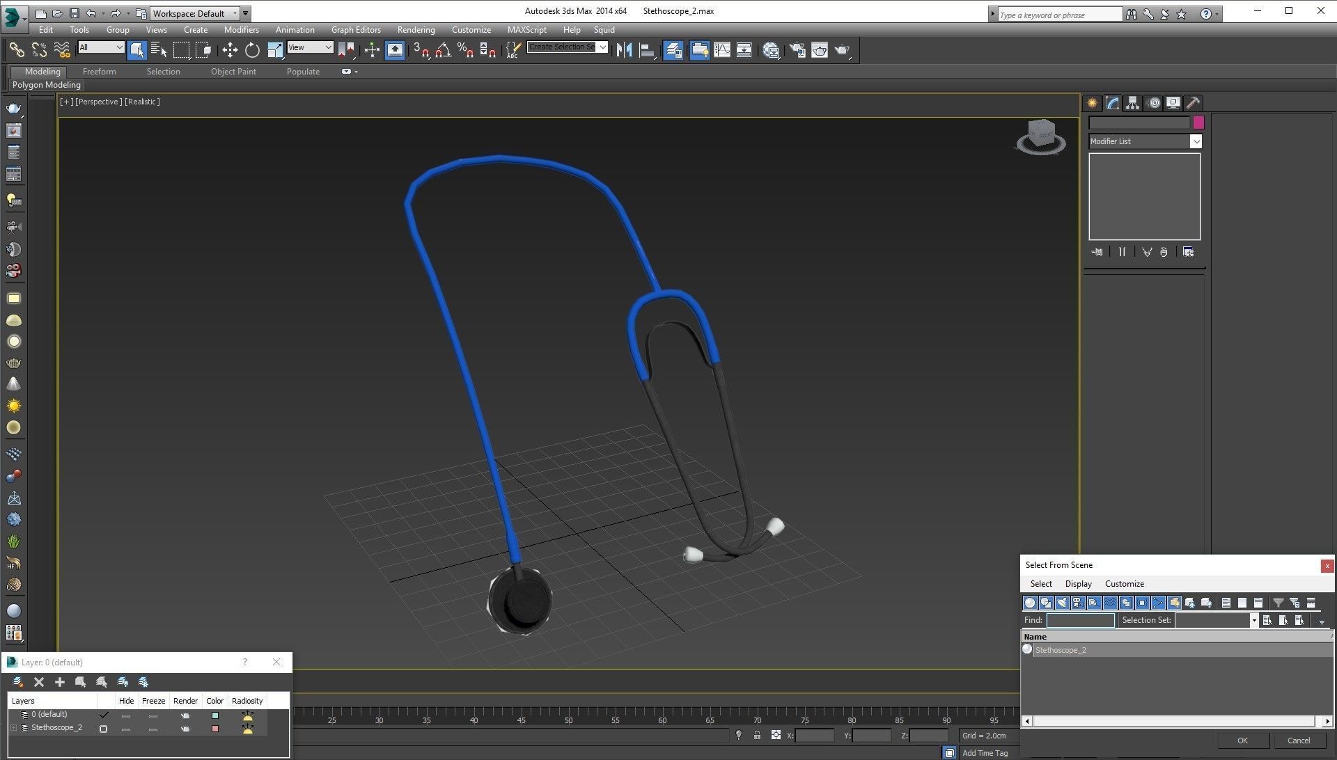 Stethoscope 2 Blue Low-poly 3D model_17
