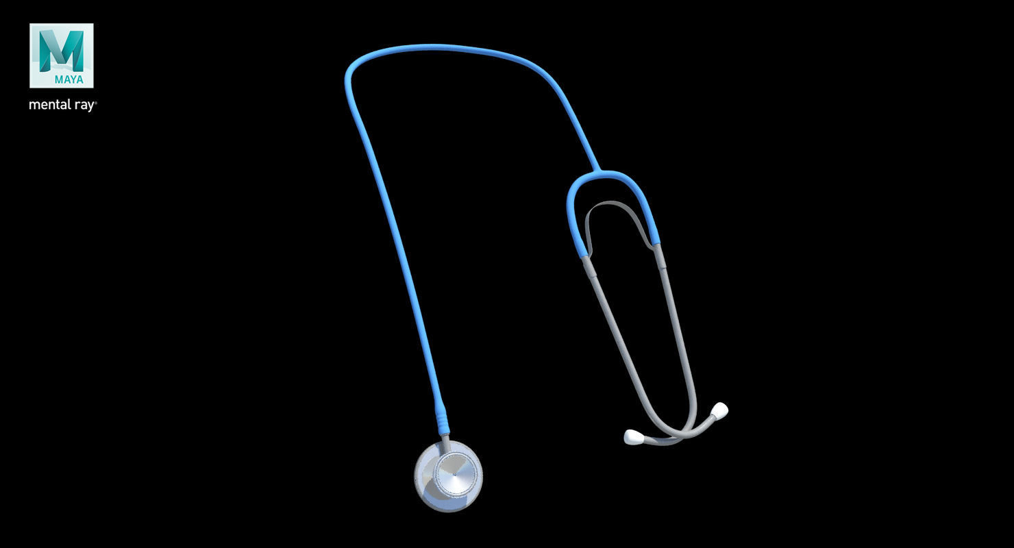 Stethoscope 2 Blue Low-poly 3D model_18