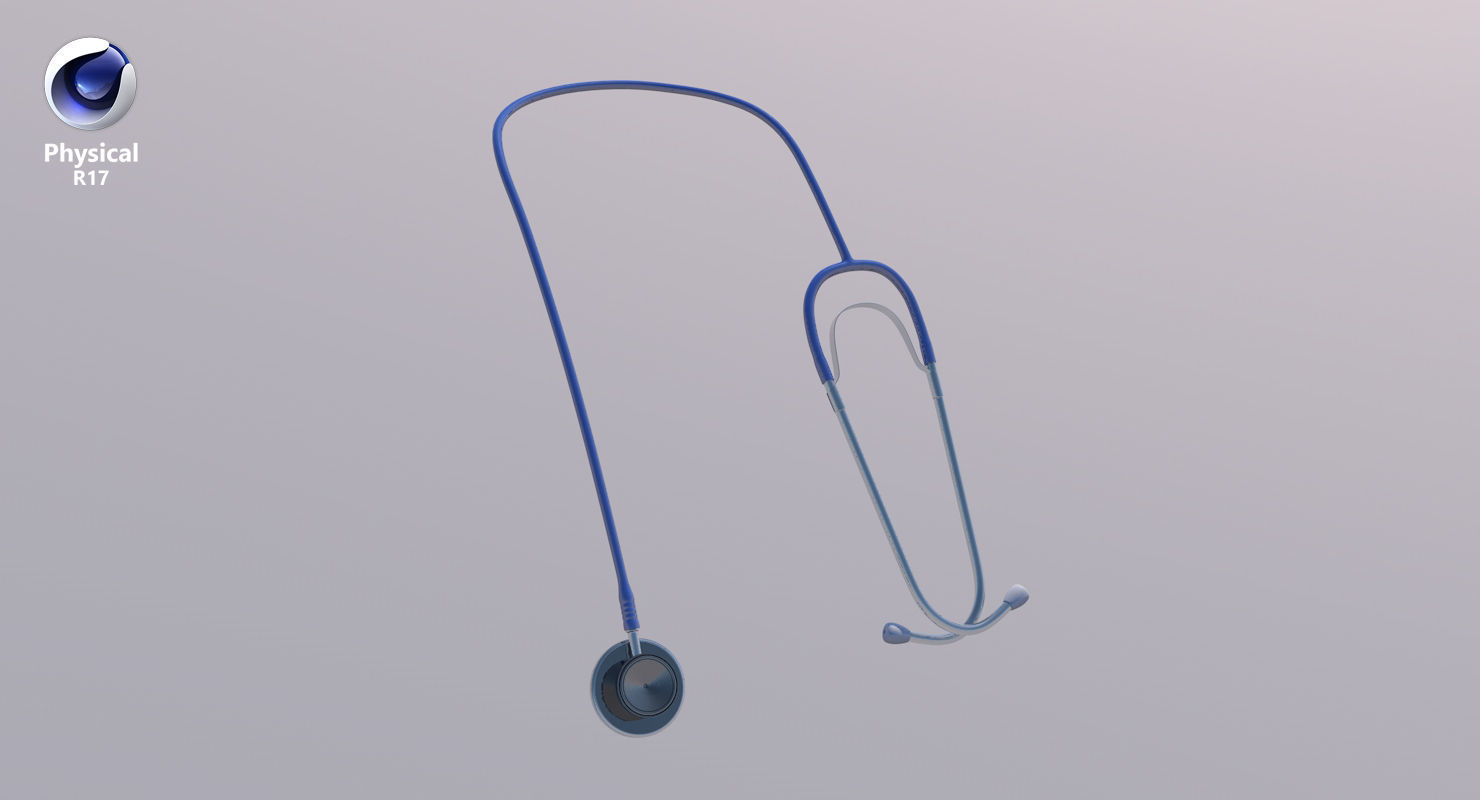 Stethoscope 2 Blue Low-poly 3D model_21