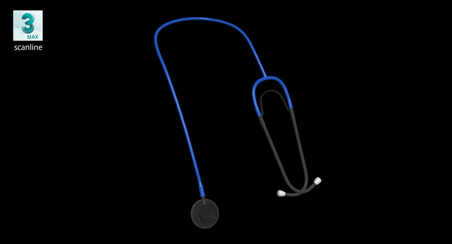 Stethoscope 2 Blue Low-poly 3D model_16