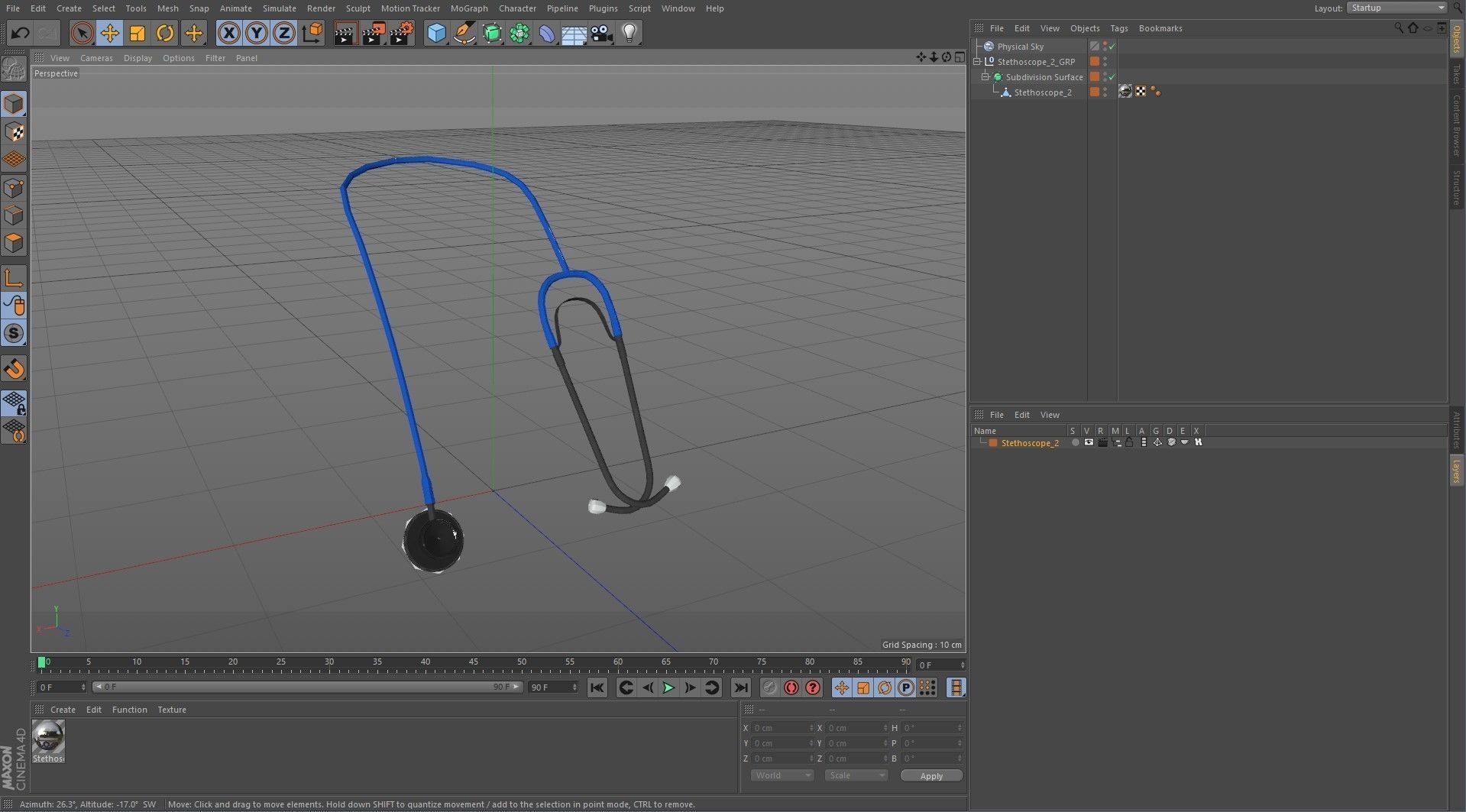 Stethoscope 2 Blue Low-poly 3D model_22