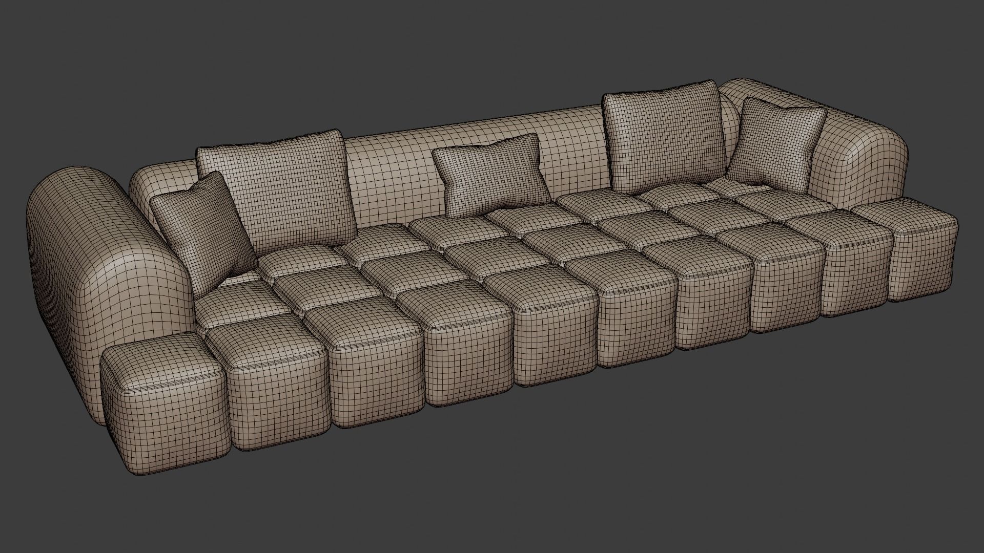 Sofa made of high-quality suede in a modern style in dark colors 3D model_6