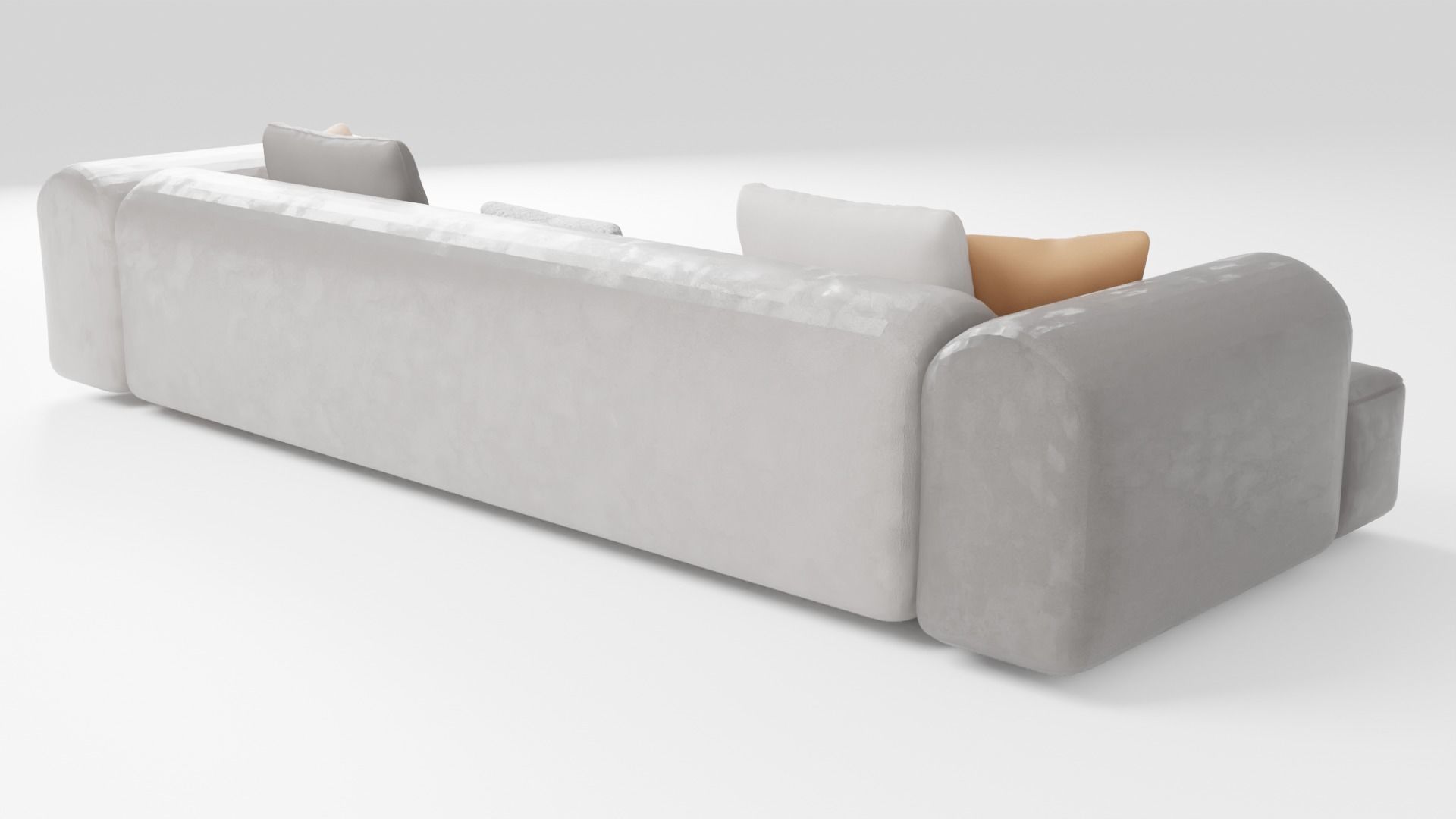 Sofa made of high-quality suede in a modern style in dark colors 3D model_2