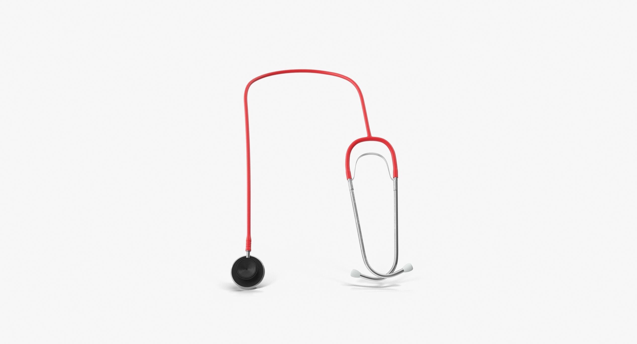 Stethoscope 2 Red Low-poly 3D model_5