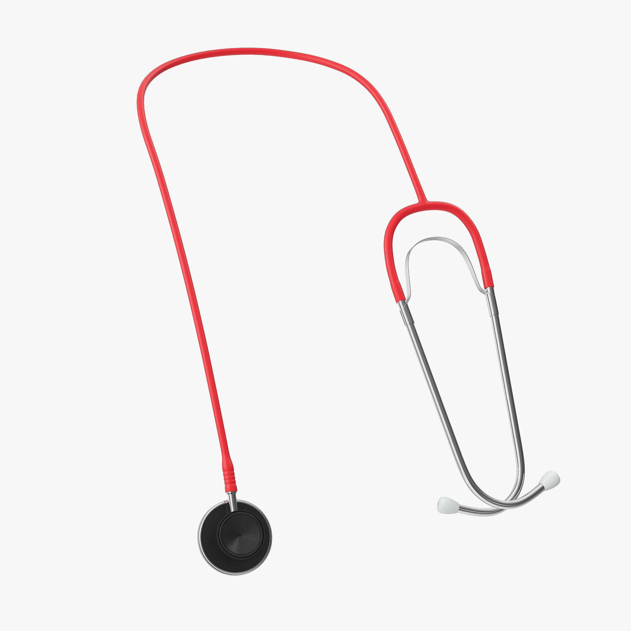 Stethoscope 2 Red Low-poly 3D model_14