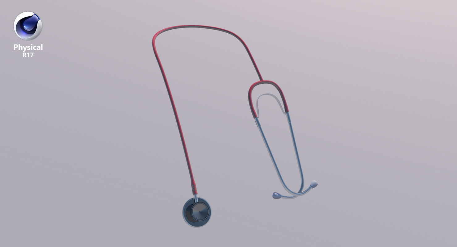 Stethoscope 2 Red Low-poly 3D model_20