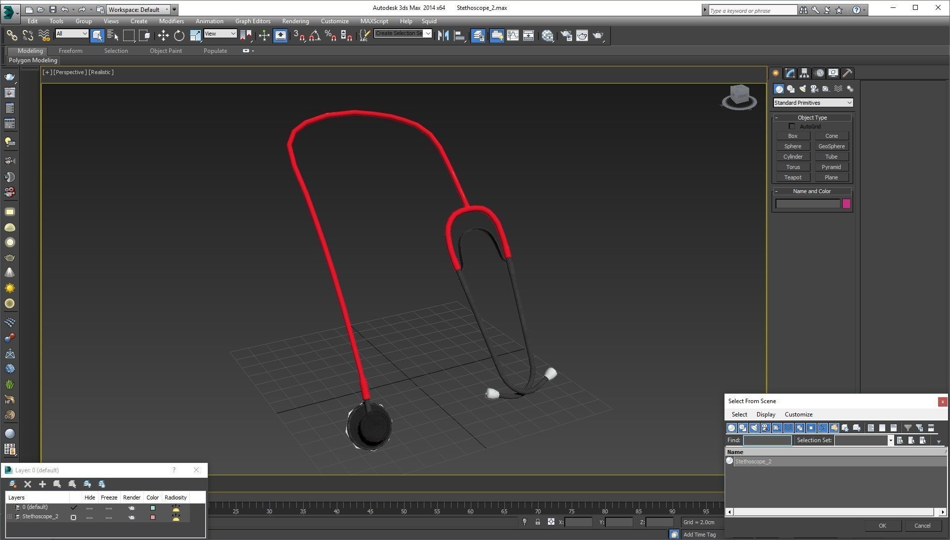 Stethoscope 2 Red Low-poly 3D model_16