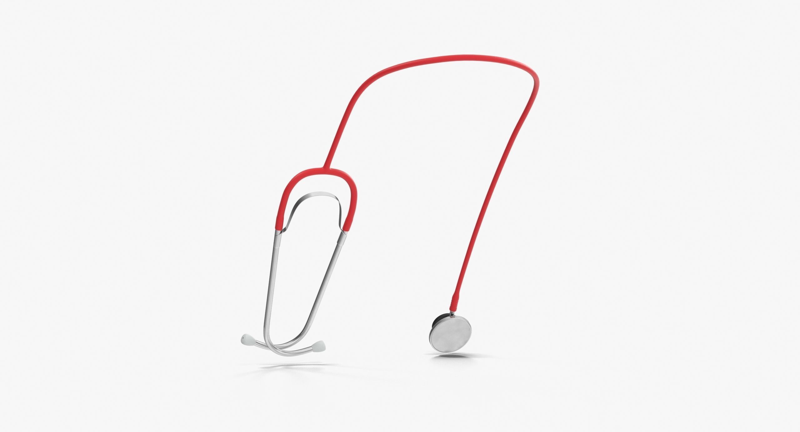 Stethoscope 2 Red Low-poly 3D model_3