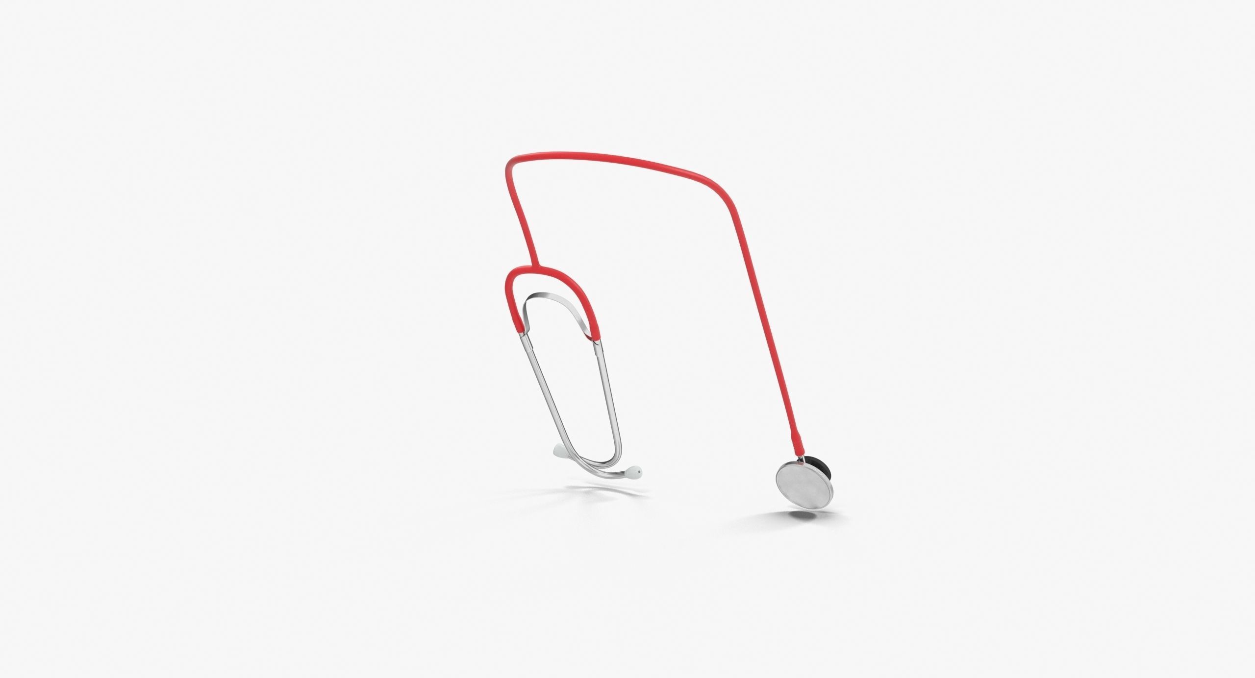 Stethoscope 2 Red Low-poly 3D model_9