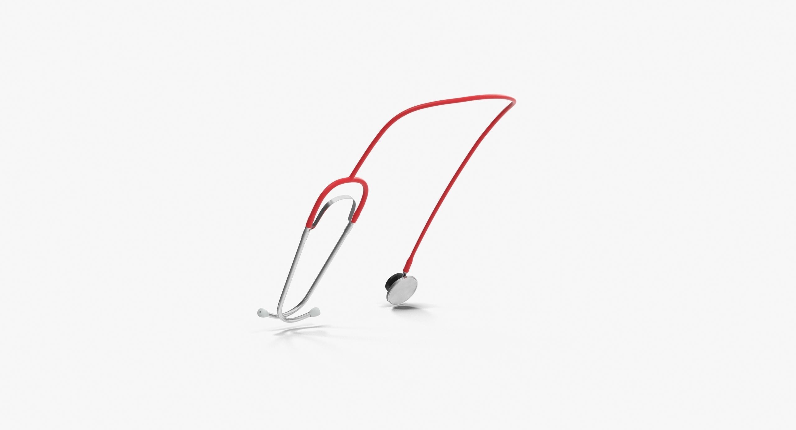 Stethoscope 2 Red Low-poly 3D model_11