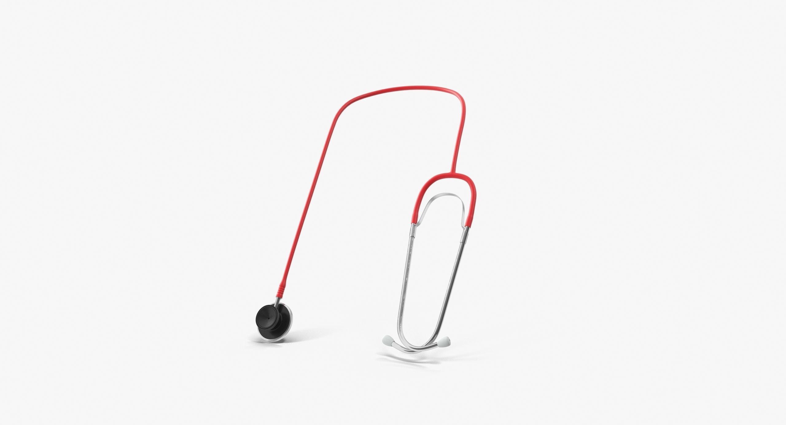 Stethoscope 2 Red Low-poly 3D model_4