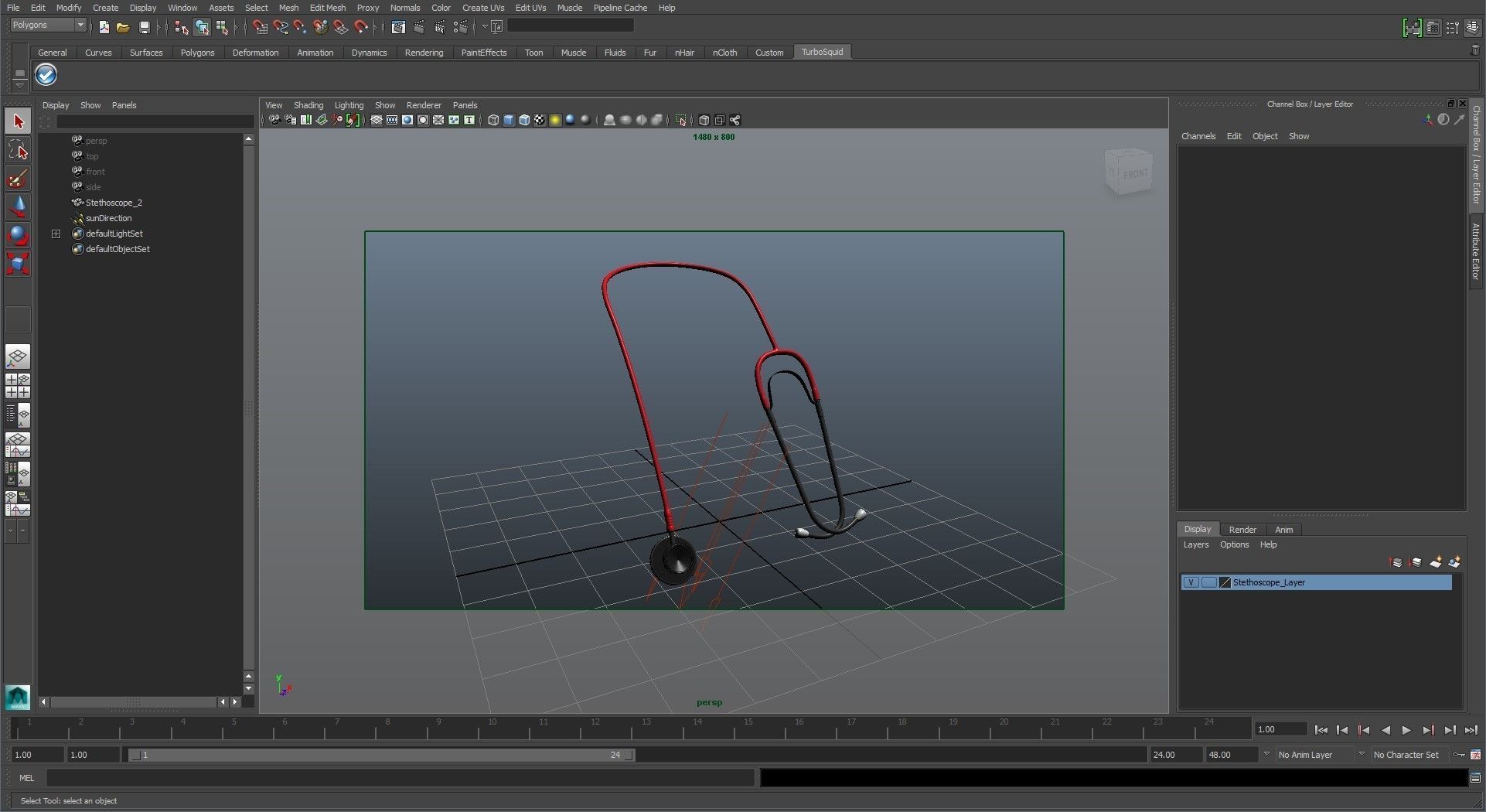 Stethoscope 2 Red Low-poly 3D model_18