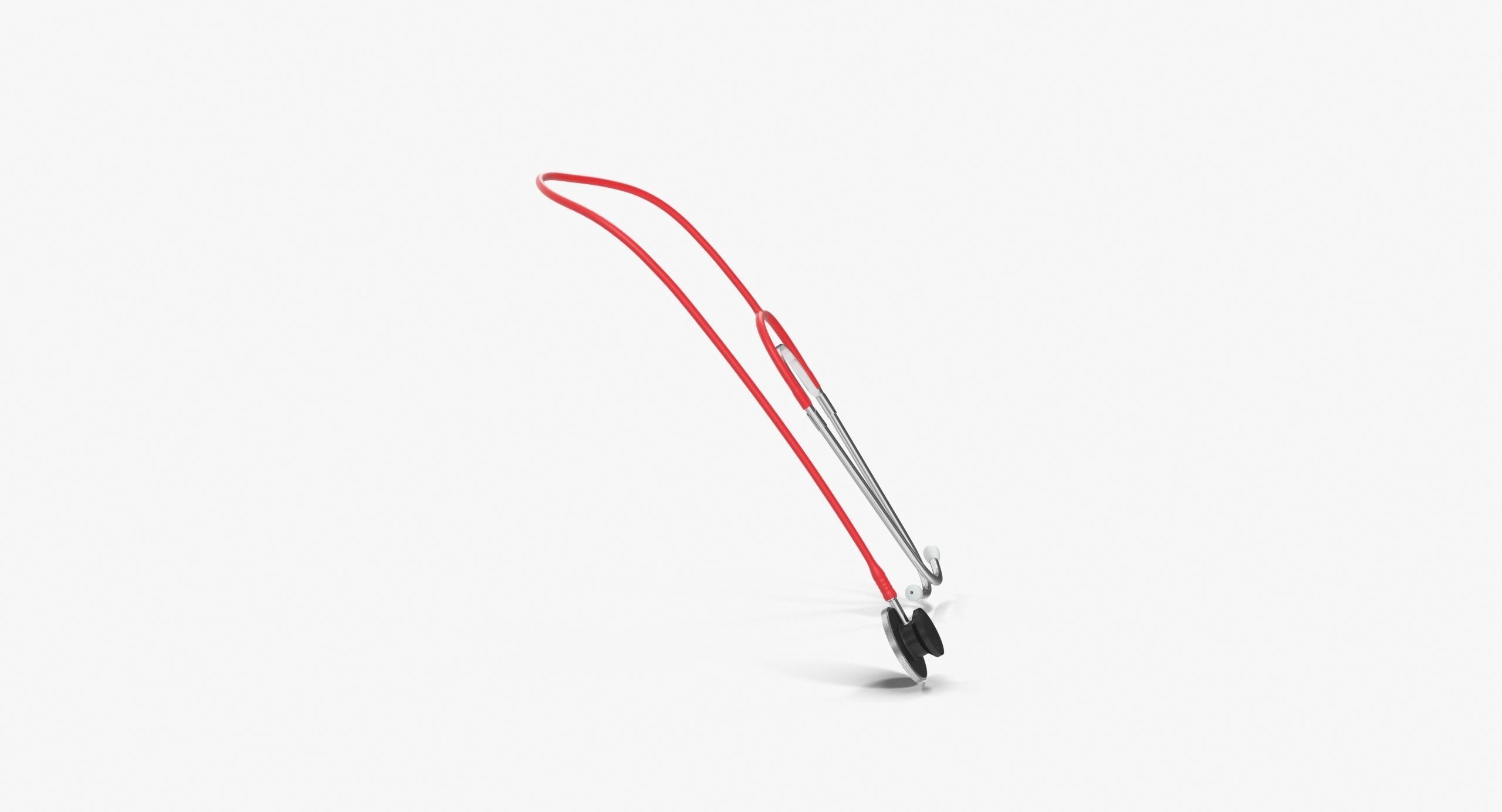 Stethoscope 2 Red Low-poly 3D model_7