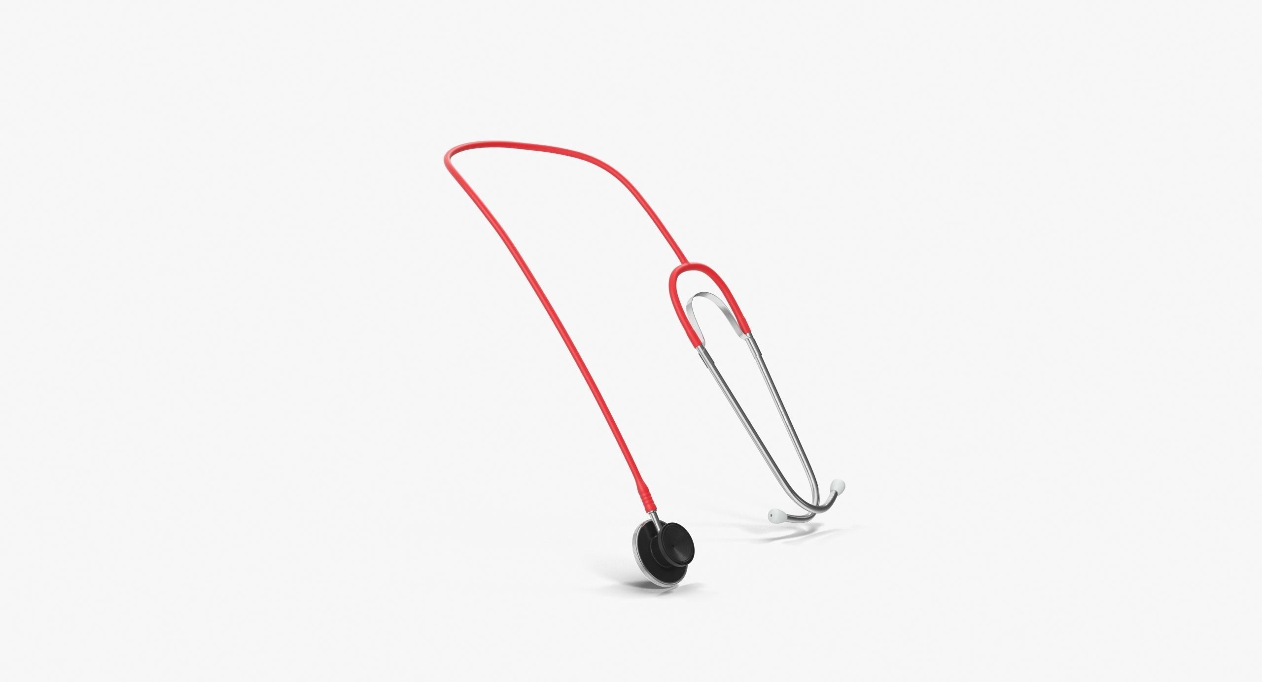 Stethoscope 2 Red Low-poly 3D model_6