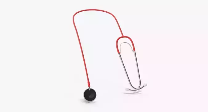 Stethoscope 2 Red Low-poly 3D model