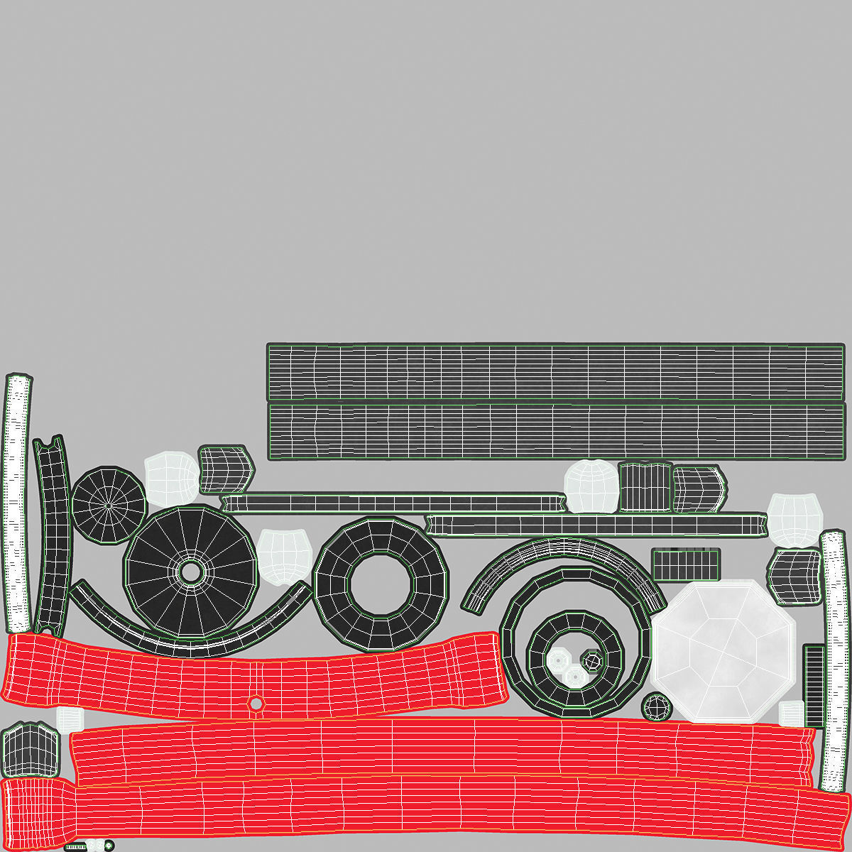 Stethoscope 2 Red Low-poly 3D model_23